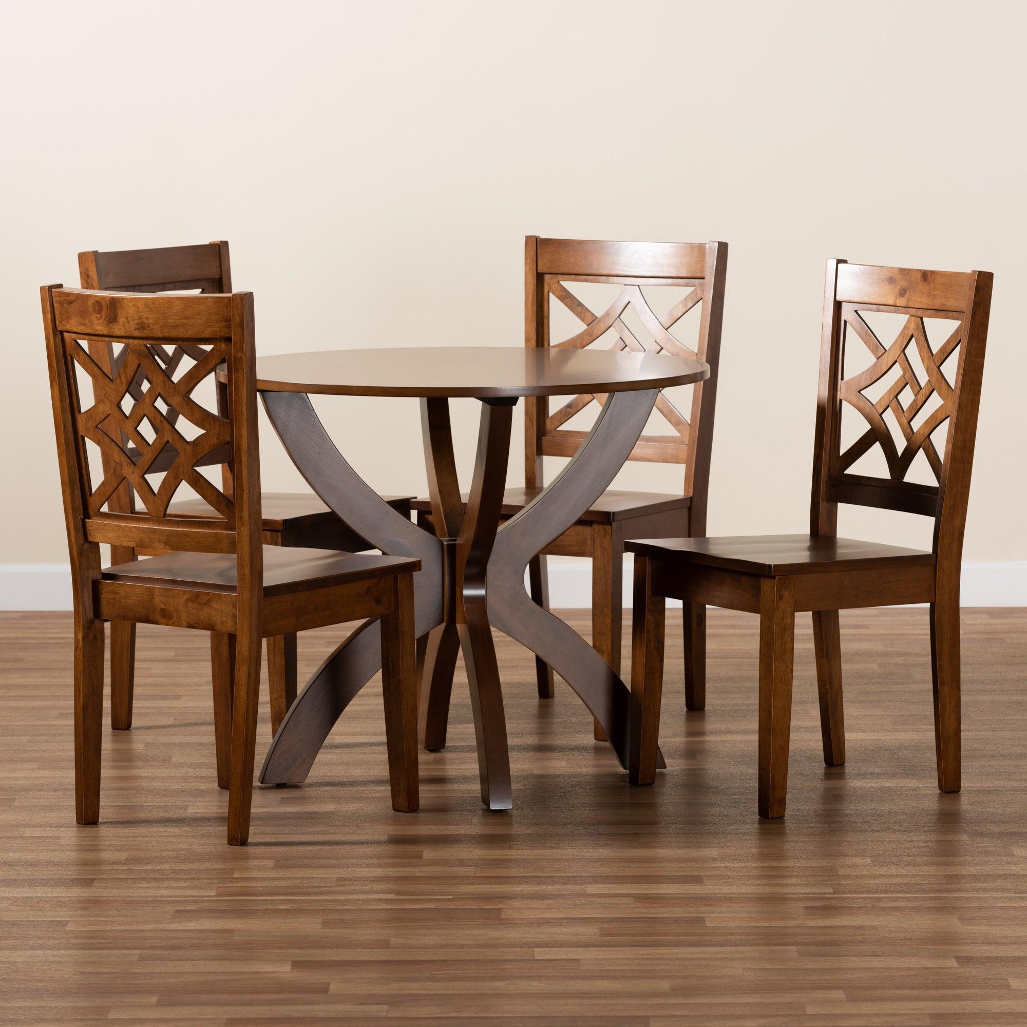 Anila Modern and Contemporary Finished Wood 5-Piece Dining Set