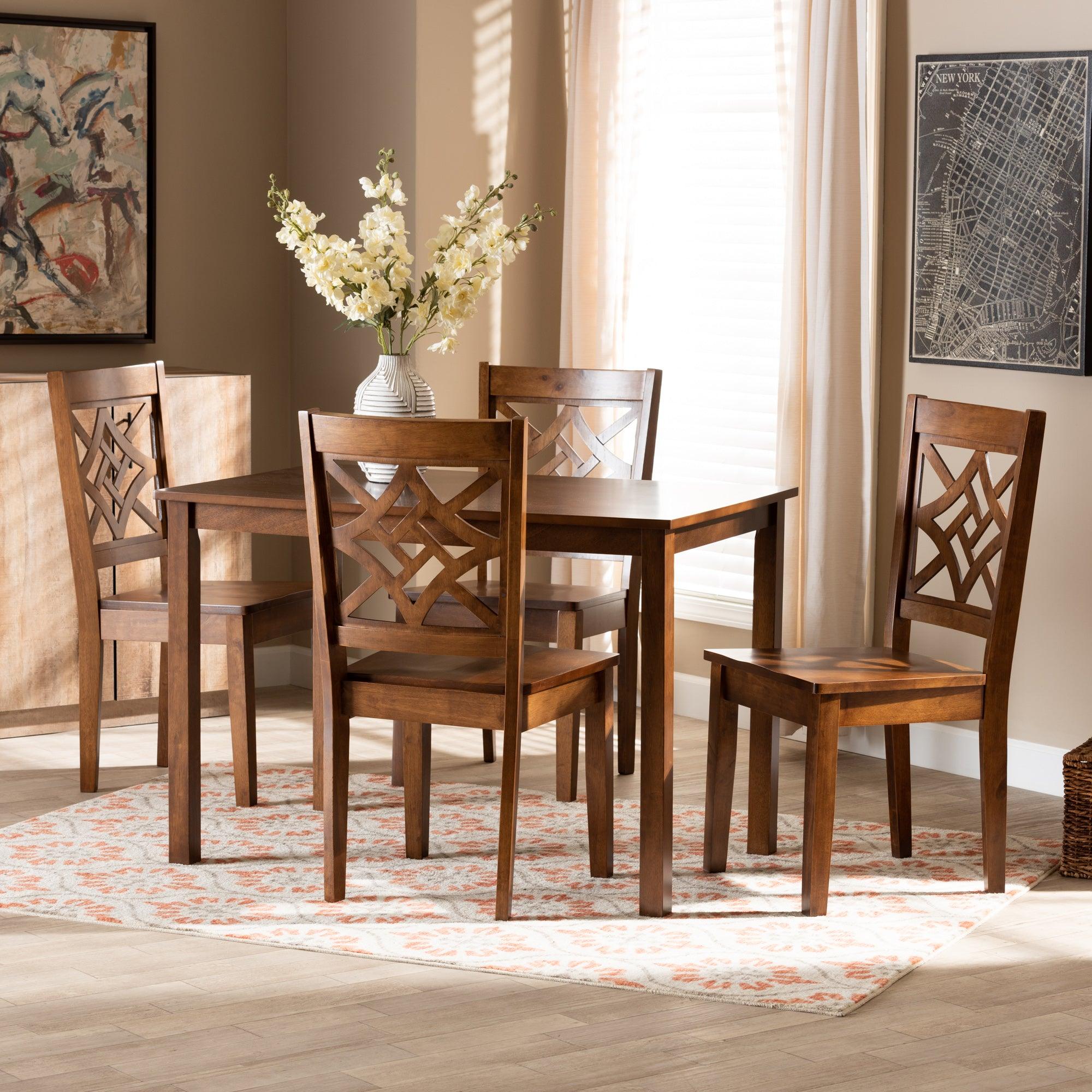 Nicolette Modern and Contemporary Finished Wood 5-Piece Dining Set