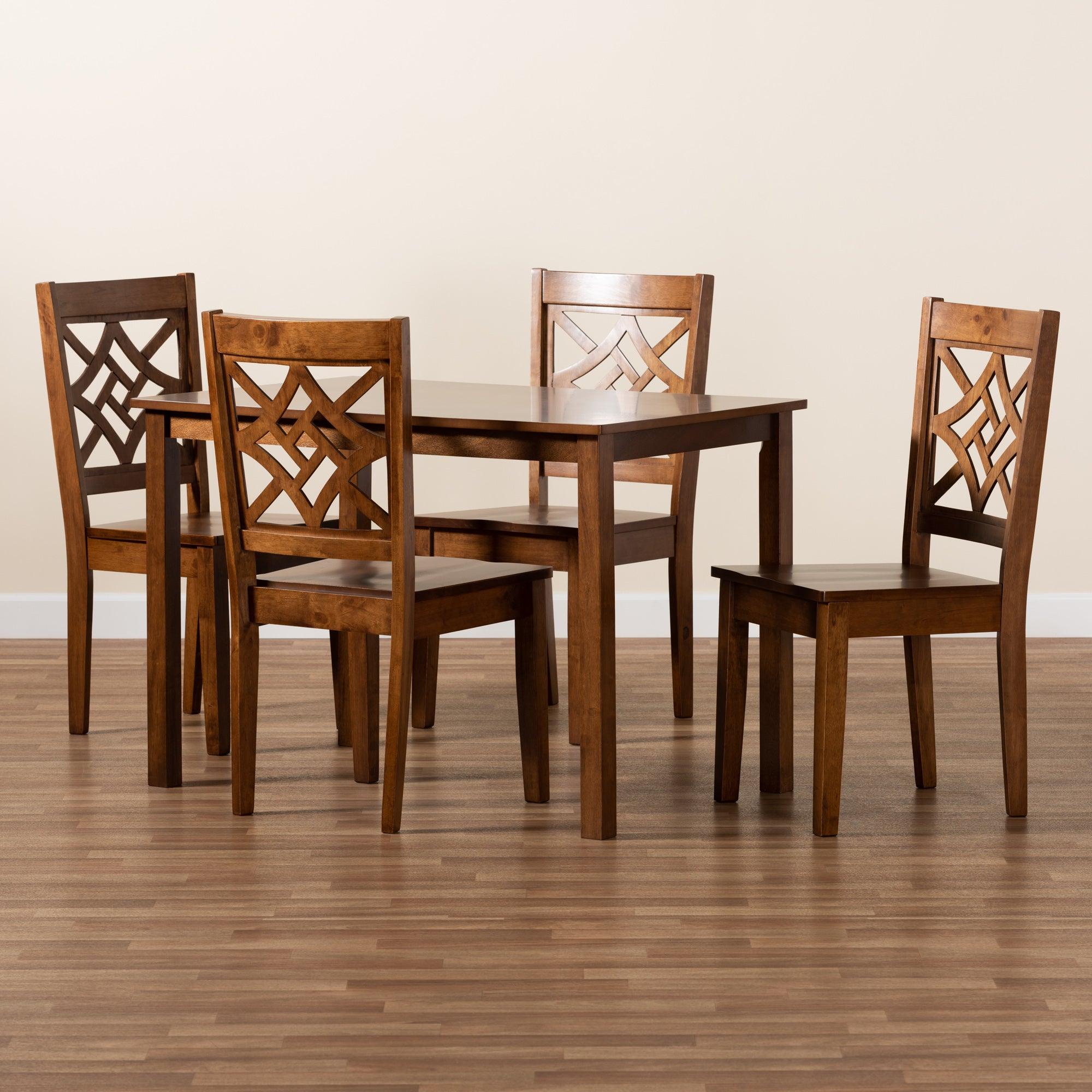 Nicolette Modern and Contemporary Finished Wood 5-Piece Dining Set