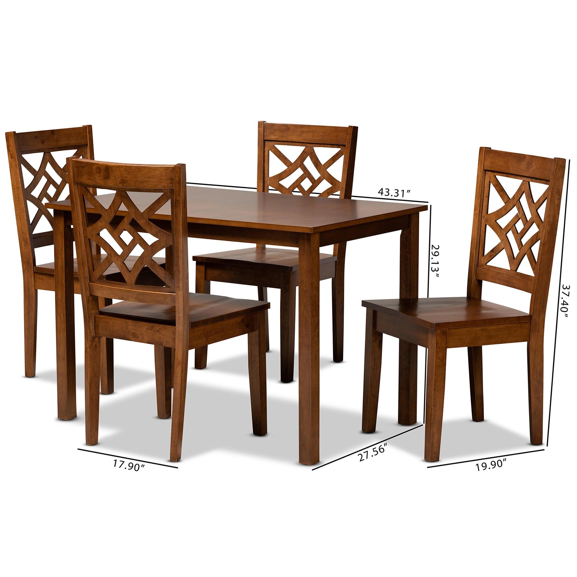 Nicolette Modern and Contemporary Finished Wood 5-Piece Dining Set