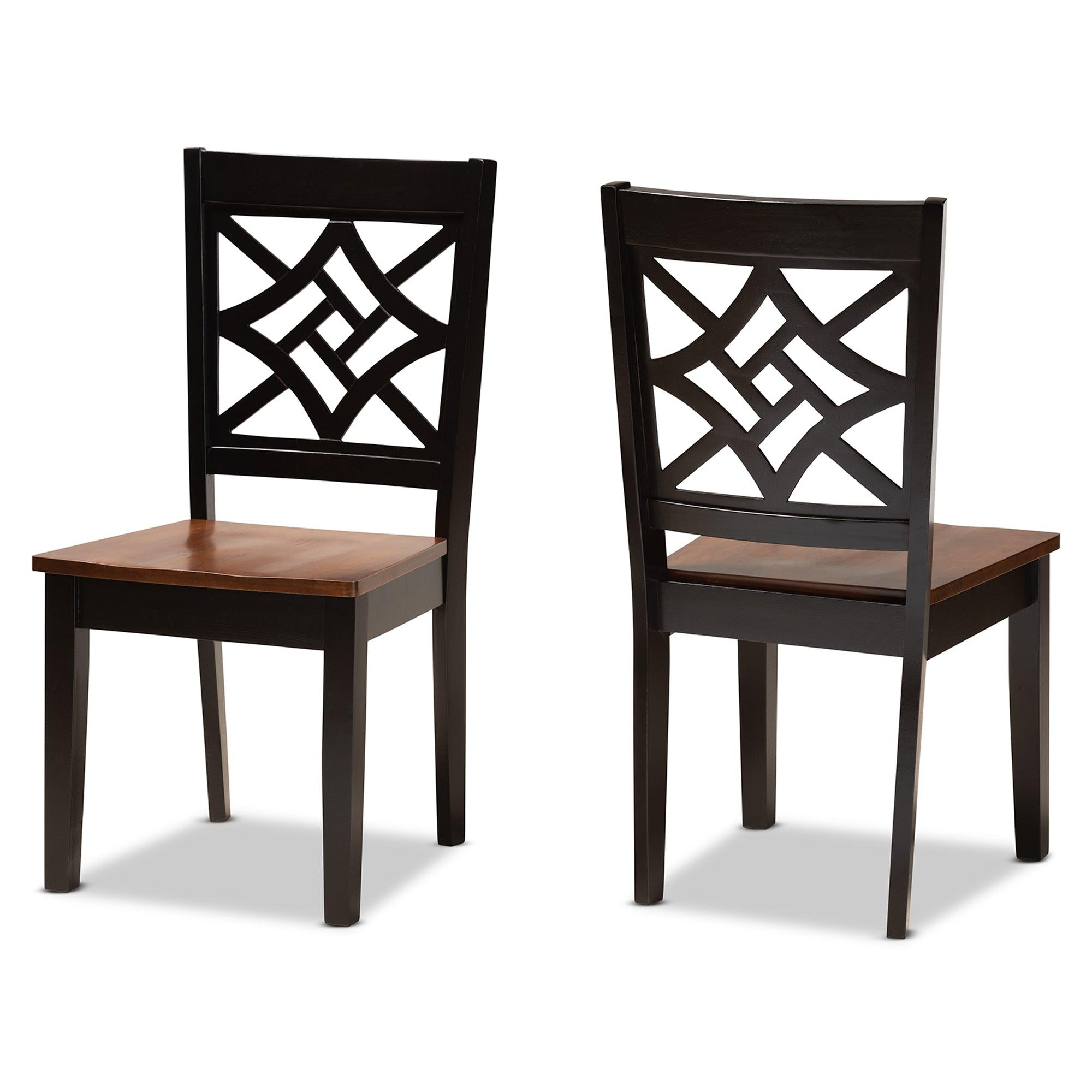 Nicolette Modern and Contemporary Two-Tone and Finished Wood 2-Piece Dining Chair Set