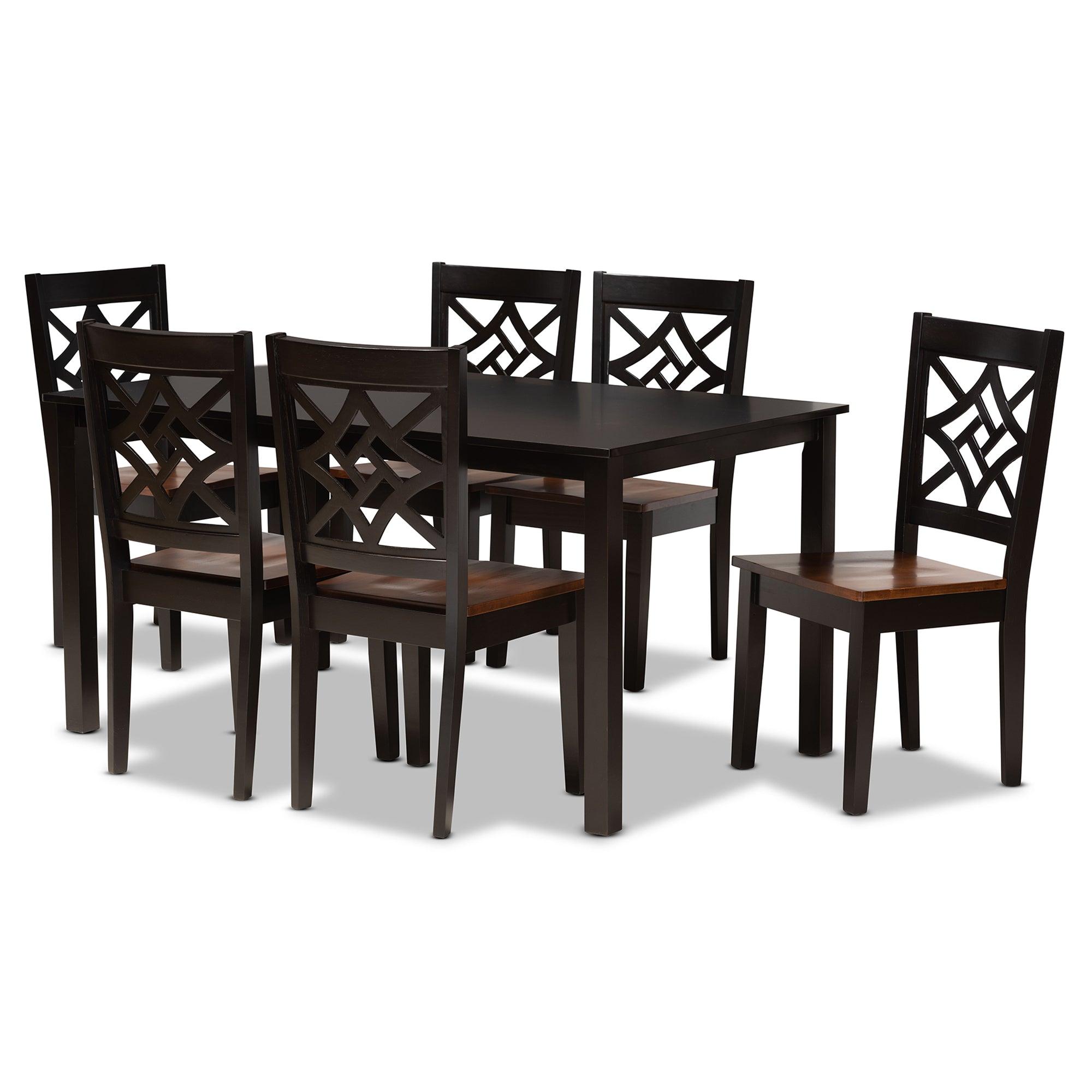 Nicolette Modern and Contemporary Two-Tone and Finished Wood 7-Piece Dining Set