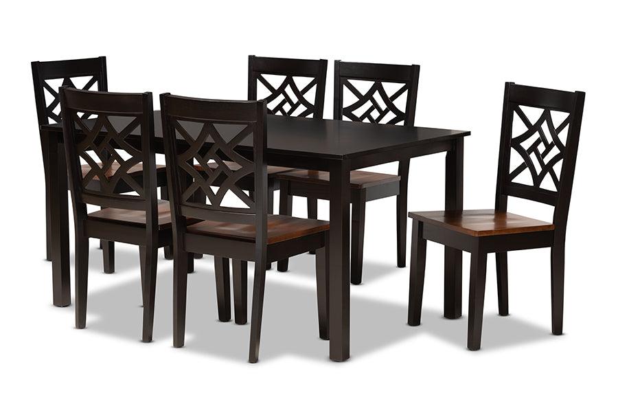 Nicolette Modern and Contemporary Two-Tone and Finished Wood 7-Piece Dining Set