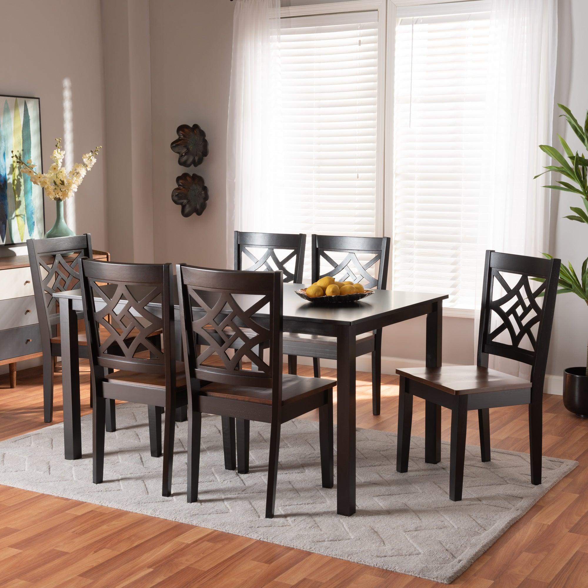 Nicolette Modern and Contemporary Two-Tone and Finished Wood 7-Piece Dining Set