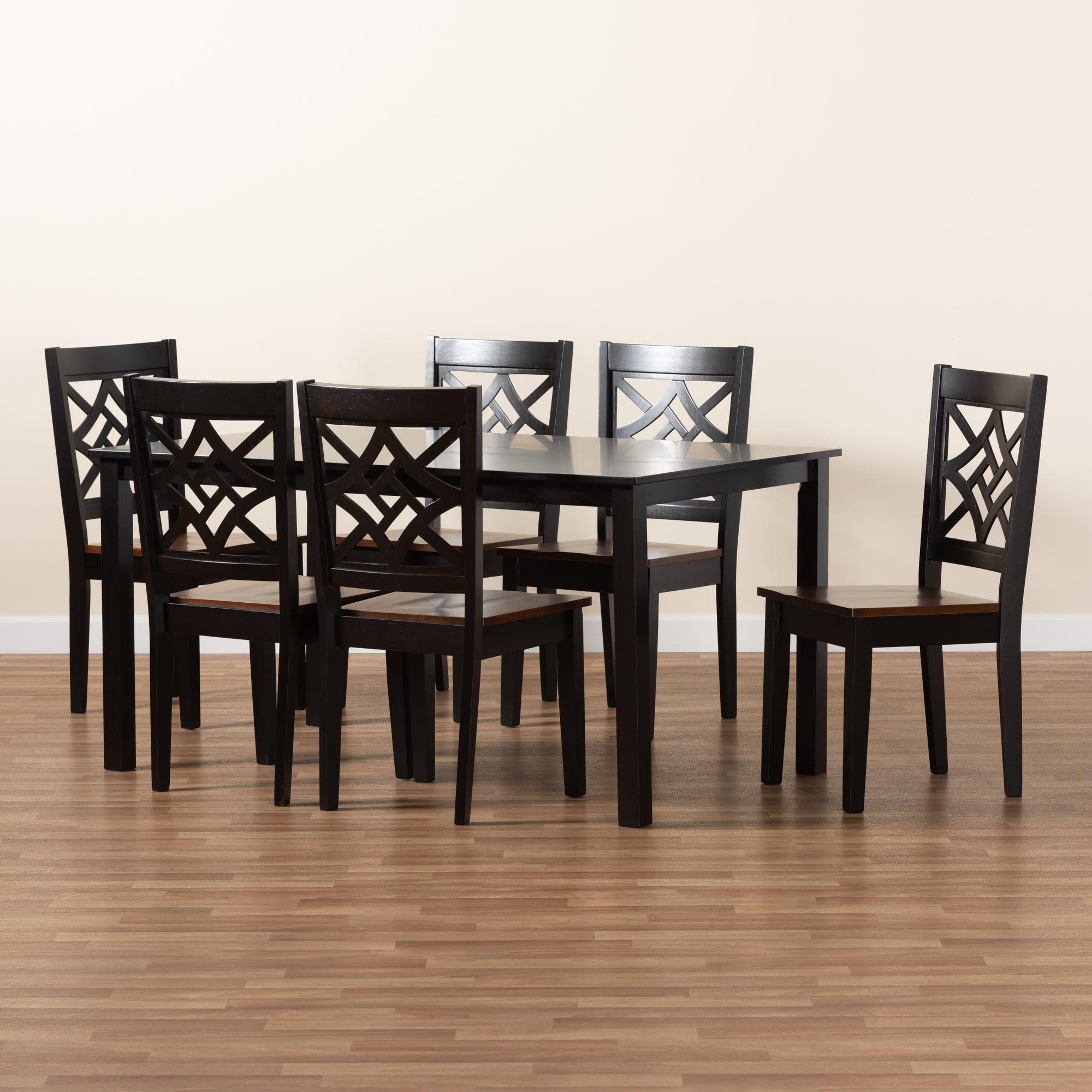 Nicolette Modern and Contemporary Two-Tone and Finished Wood 7-Piece Dining Set