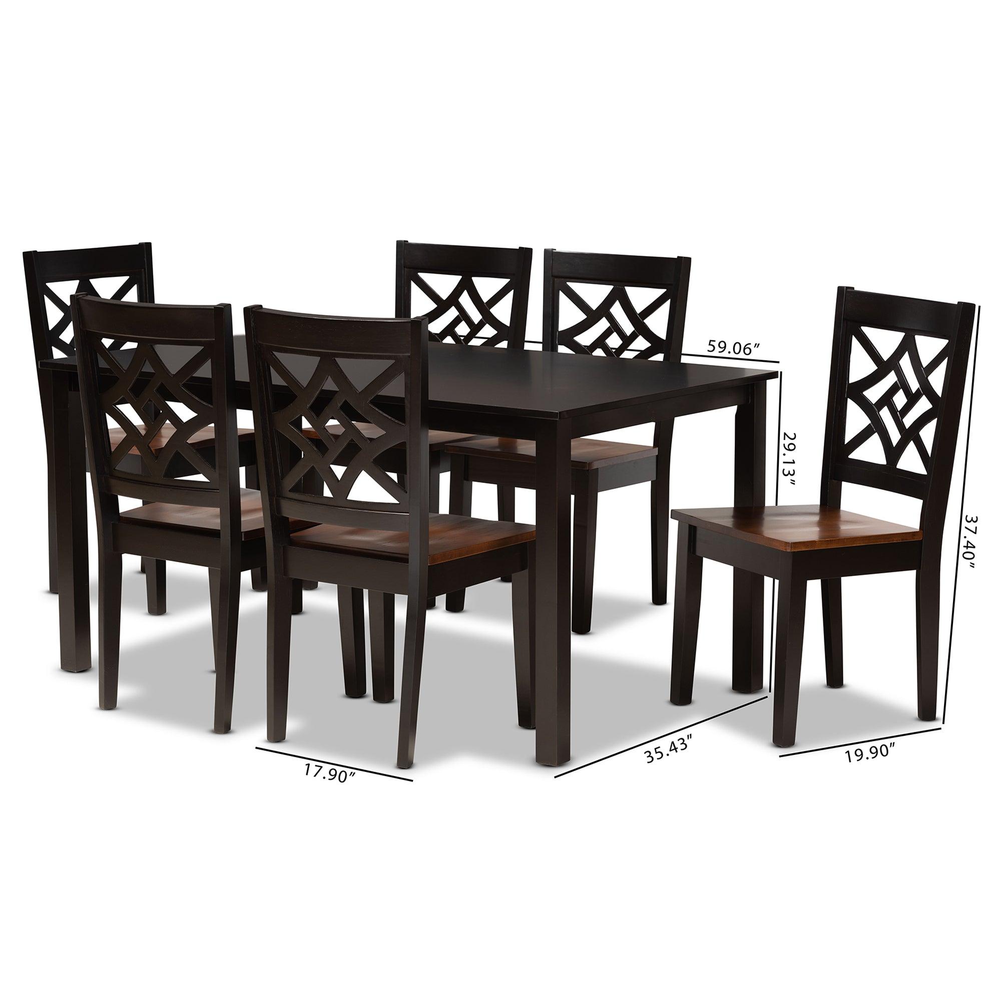 Nicolette Modern and Contemporary Two-Tone and Finished Wood 7-Piece Dining Set