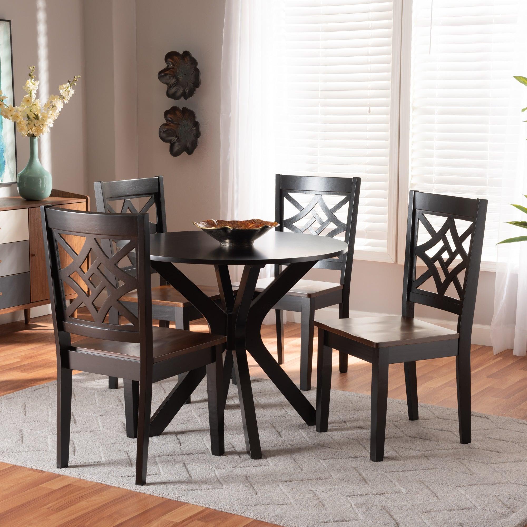 Miela Modern and Contemporary Two-Tone and Finished Wood 5-Piece Dining Set