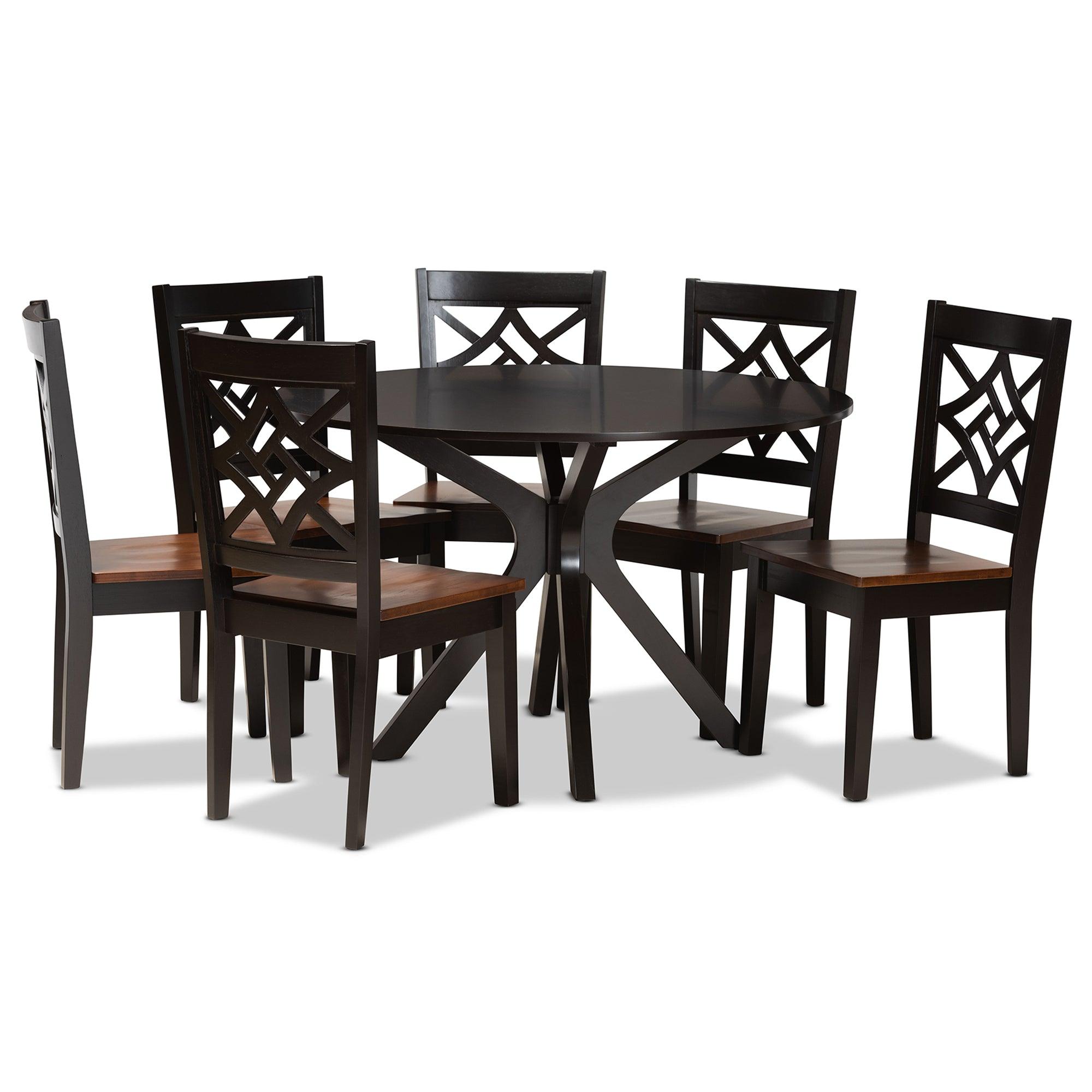 Miela Modern and Contemporary Two-Tone and Finished Wood 7-Piece Dining Set