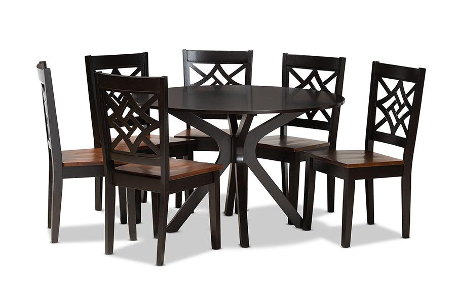 Miela Modern and Contemporary Two-Tone and Finished Wood 7-Piece Dining Set