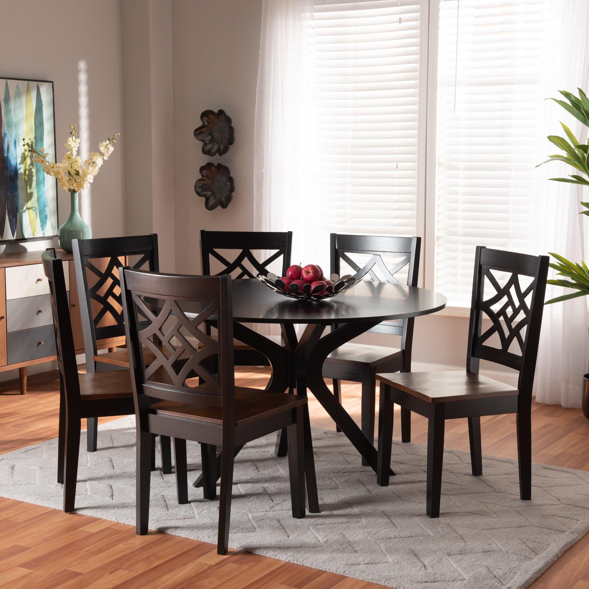 Miela Modern and Contemporary Two-Tone and Finished Wood 7-Piece Dining Set