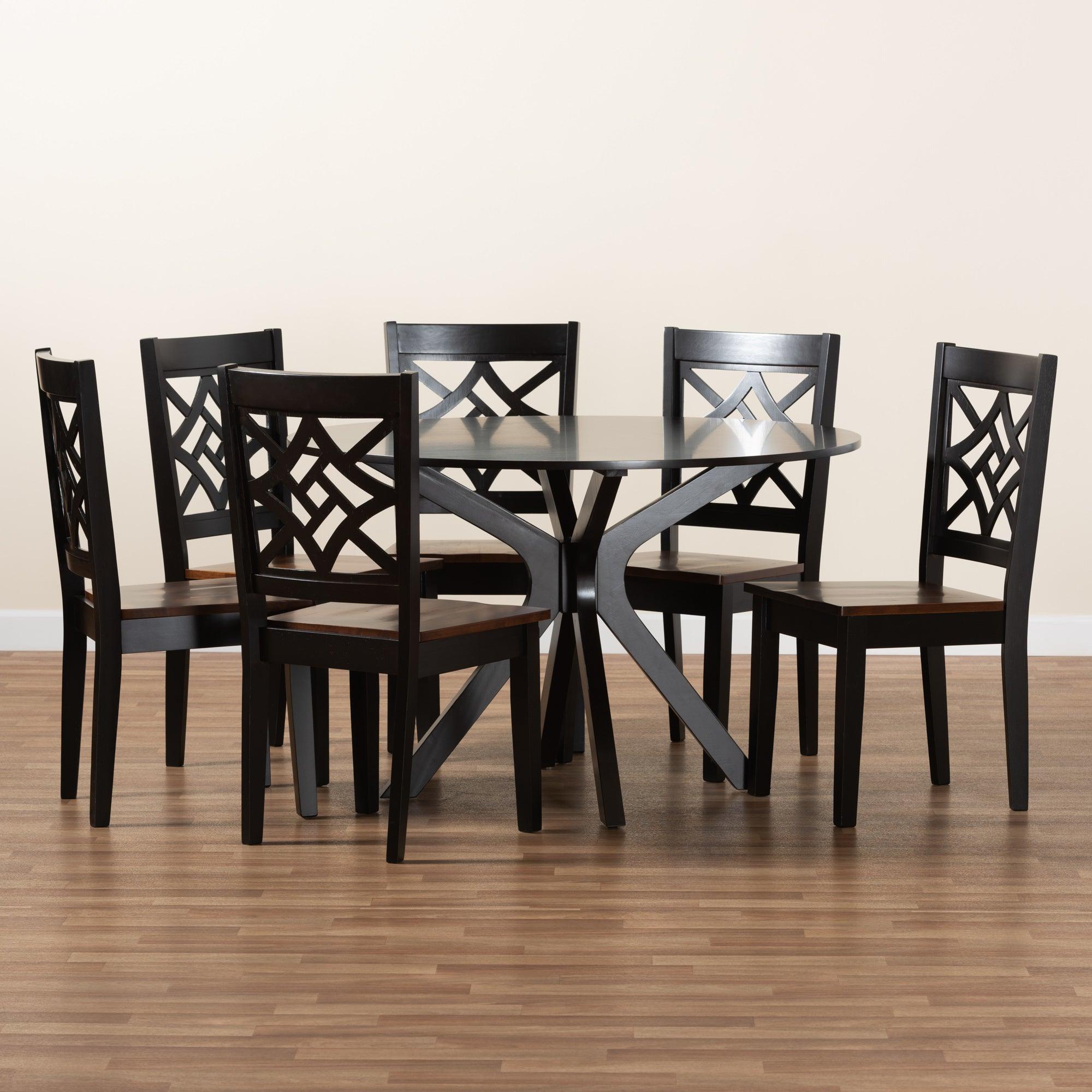 Miela Modern and Contemporary Two-Tone and Finished Wood 7-Piece Dining Set