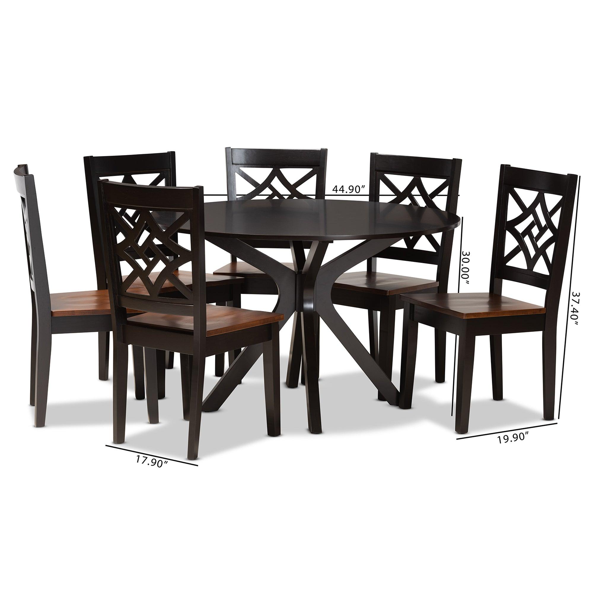 Miela Modern and Contemporary Two-Tone and Finished Wood 7-Piece Dining Set