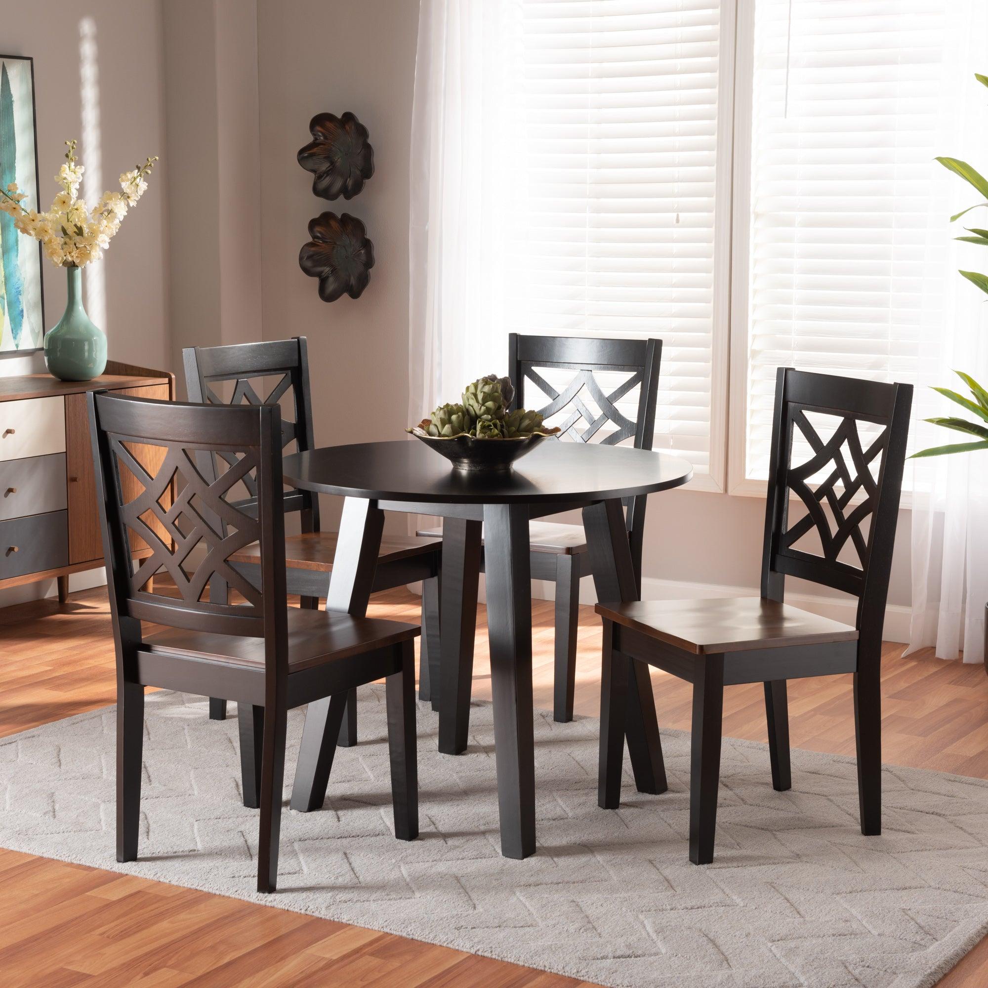 Rava Modern and Contemporary Two-Tone and Finished Wood 5-Piece Dining Set