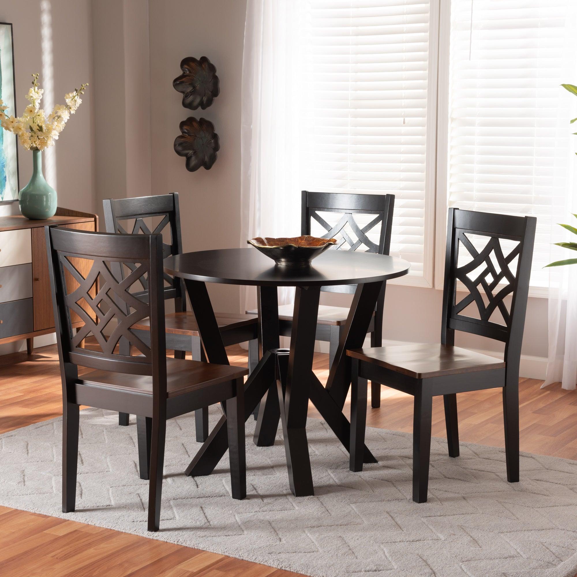 Kaila Modern and Contemporary Two-Tone and Finished Wood 5-Piece Dining Set