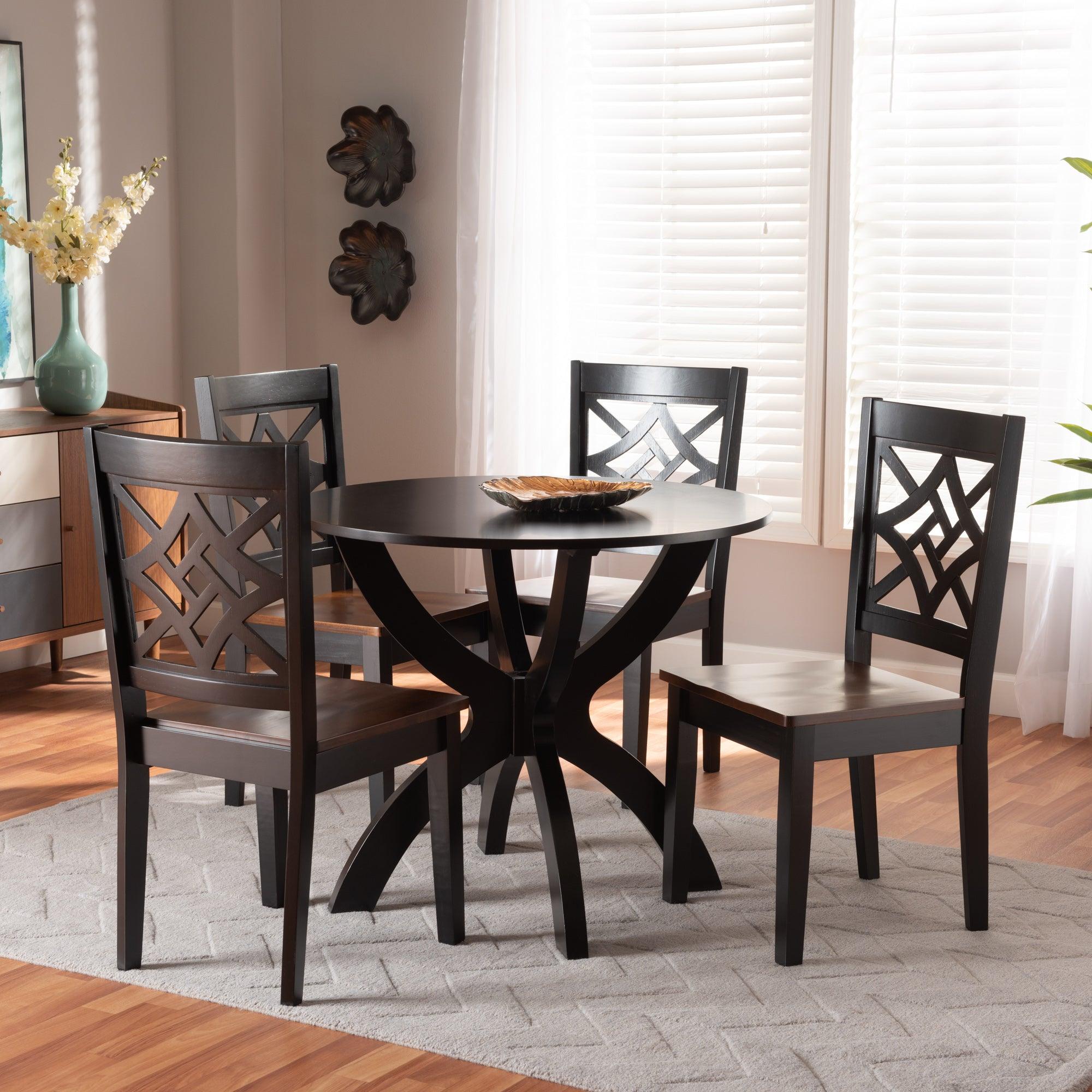 Anila Modern and Contemporary Two-Tone and Finished Wood 5-Piece Dining Set