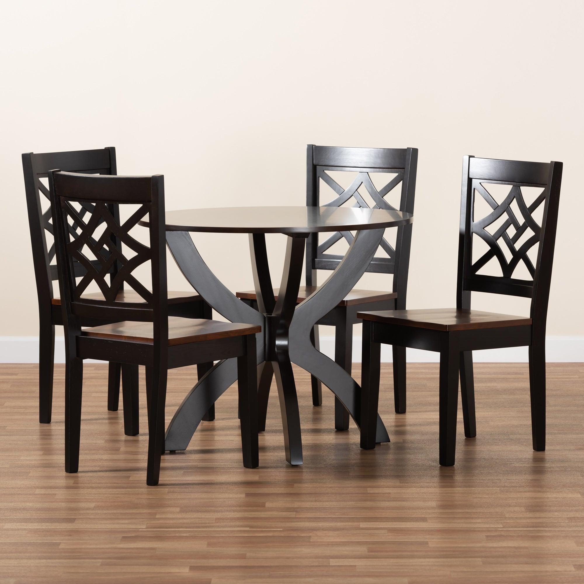 Anila Modern and Contemporary Two-Tone and Finished Wood 5-Piece Dining Set