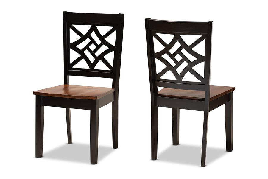 Nicolette Modern and Contemporary Two-Tone and Finished Wood 2-Piece Dining Chair Set