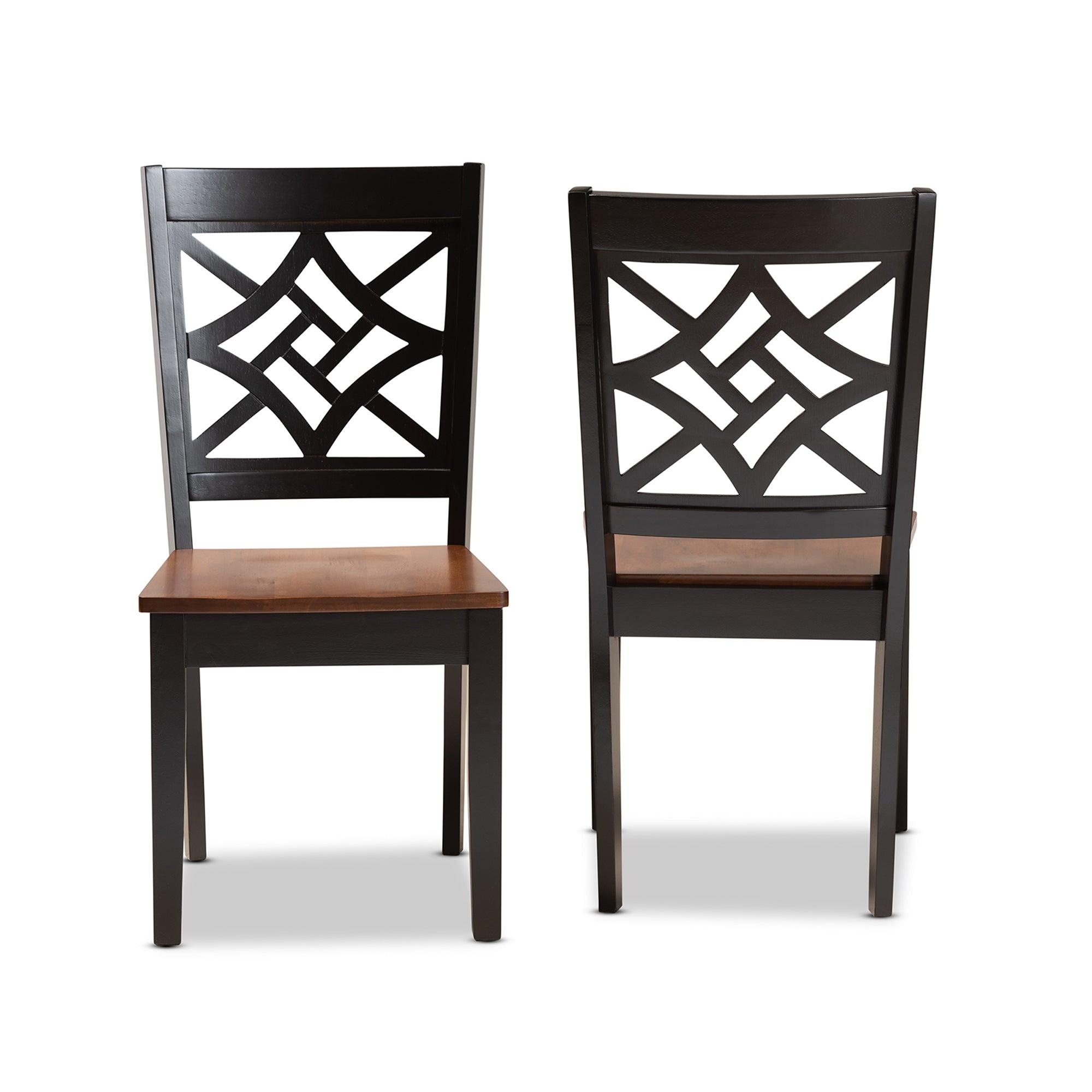 Nicolette Modern and Contemporary Two-Tone and Finished Wood 2-Piece Dining Chair Set