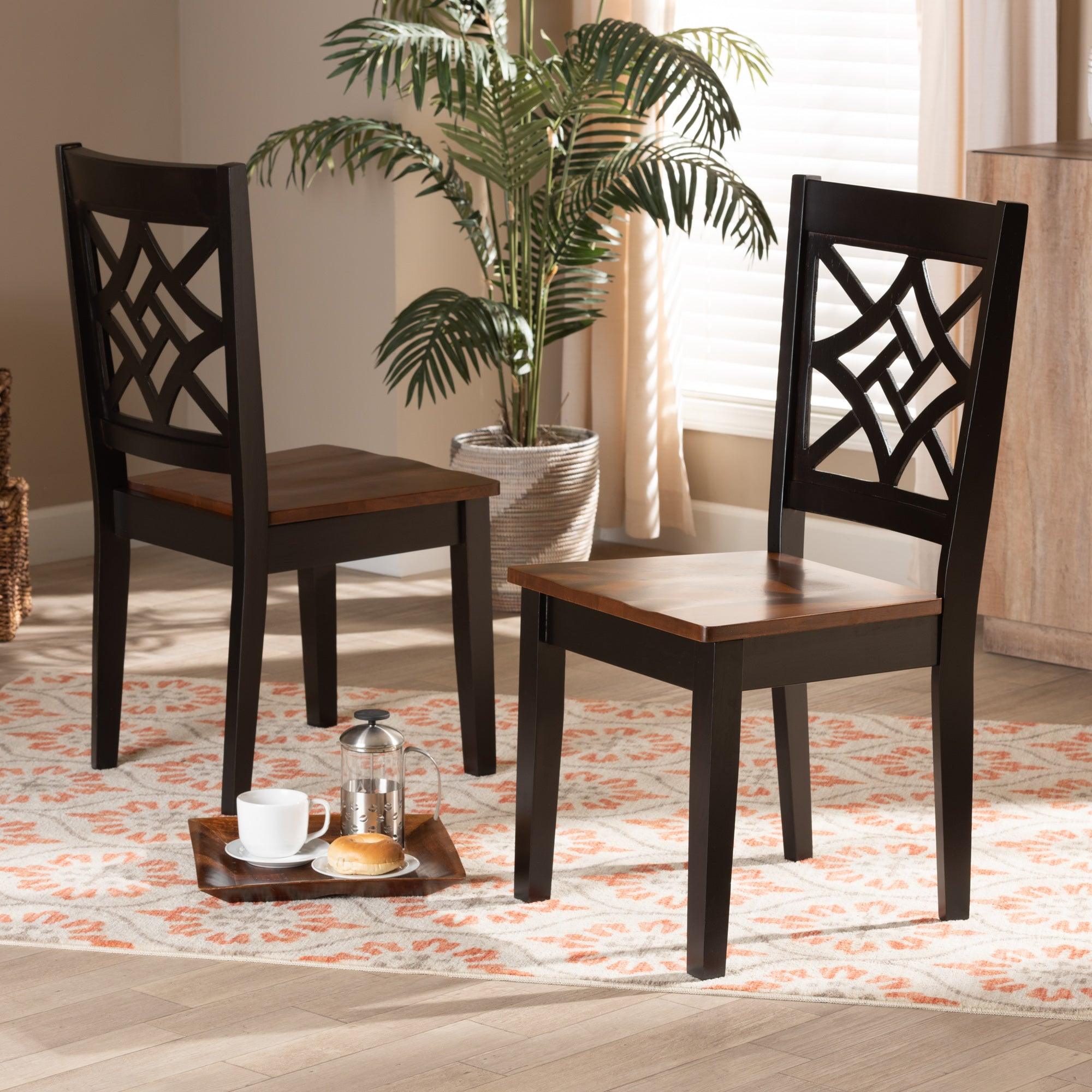 Nicolette Modern and Contemporary Two-Tone and Finished Wood 2-Piece Dining Chair Set