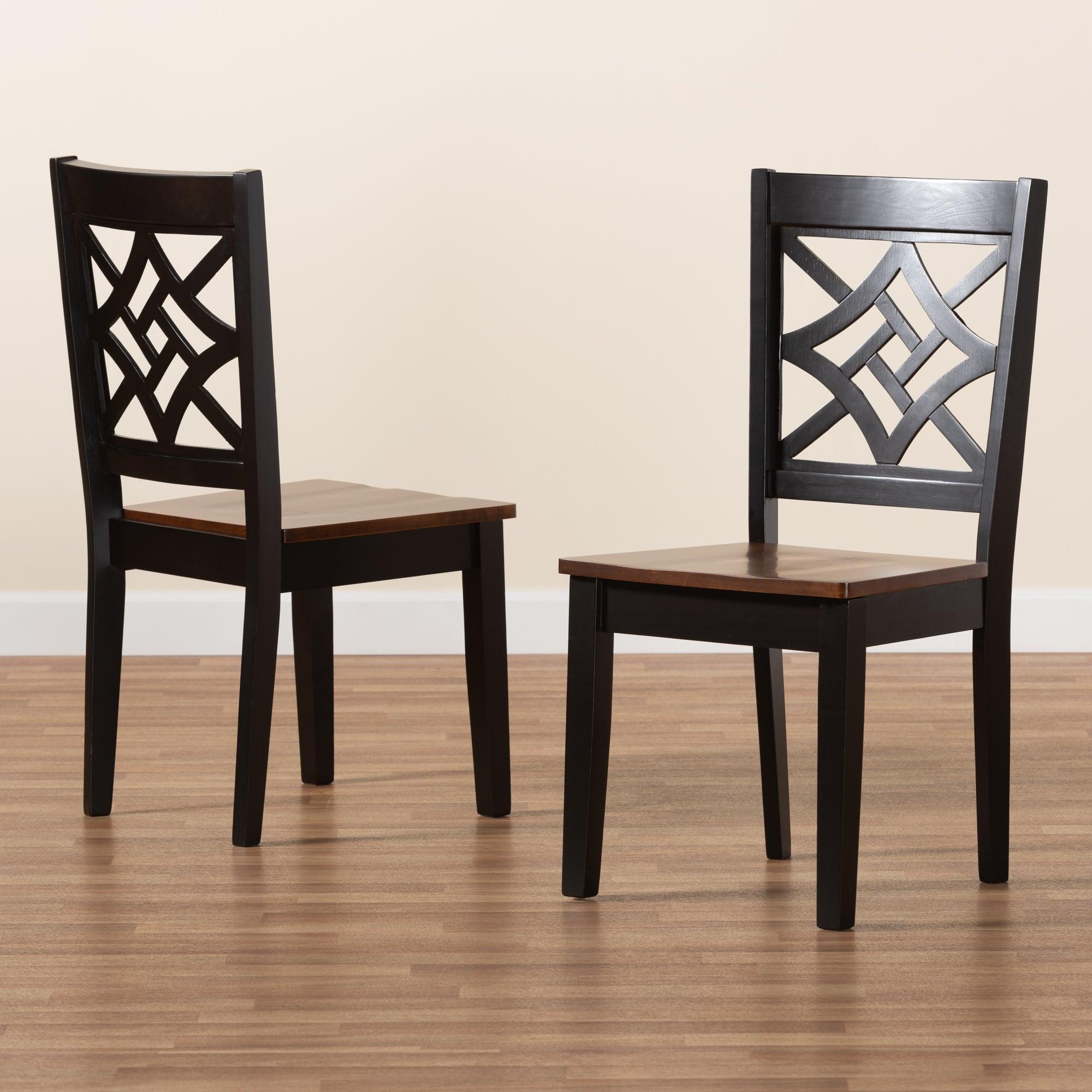 Nicolette Modern and Contemporary Two-Tone and Finished Wood 2-Piece Dining Chair Set