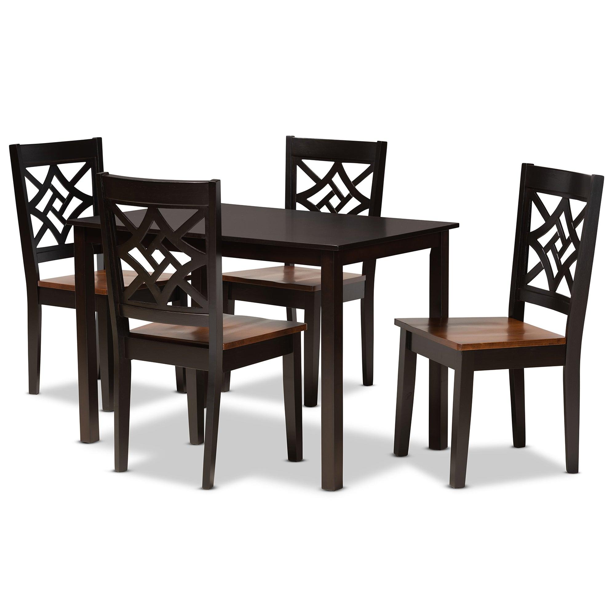 Nicolette Modern and Contemporary Two-Tone and Finished Wood 5-Piece Dining Set