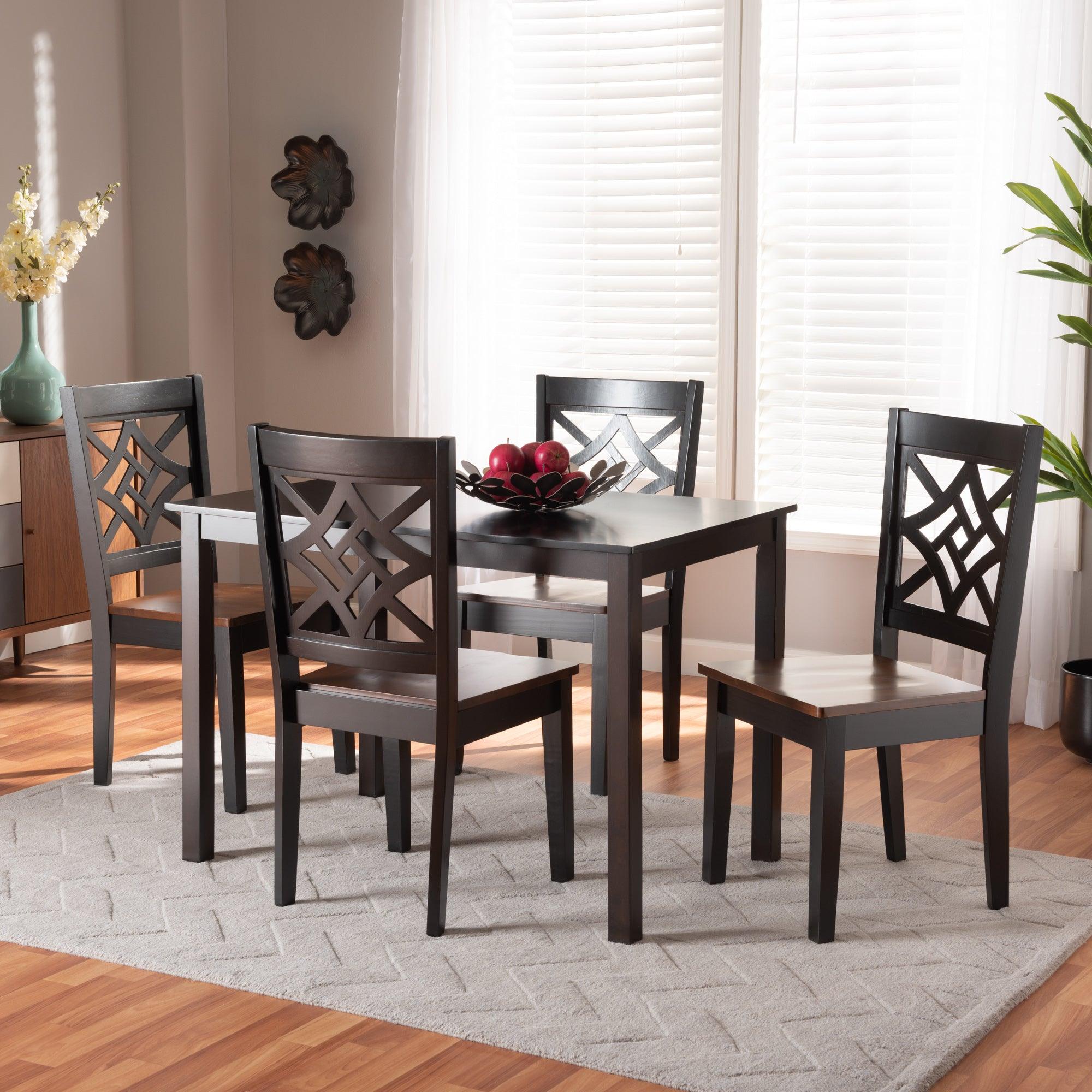 Nicolette Modern and Contemporary Two-Tone and Finished Wood 5-Piece Dining Set