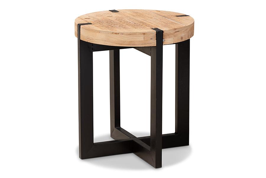 Horace Rustic and Industrial Finished Wood and Finished Metal End Table