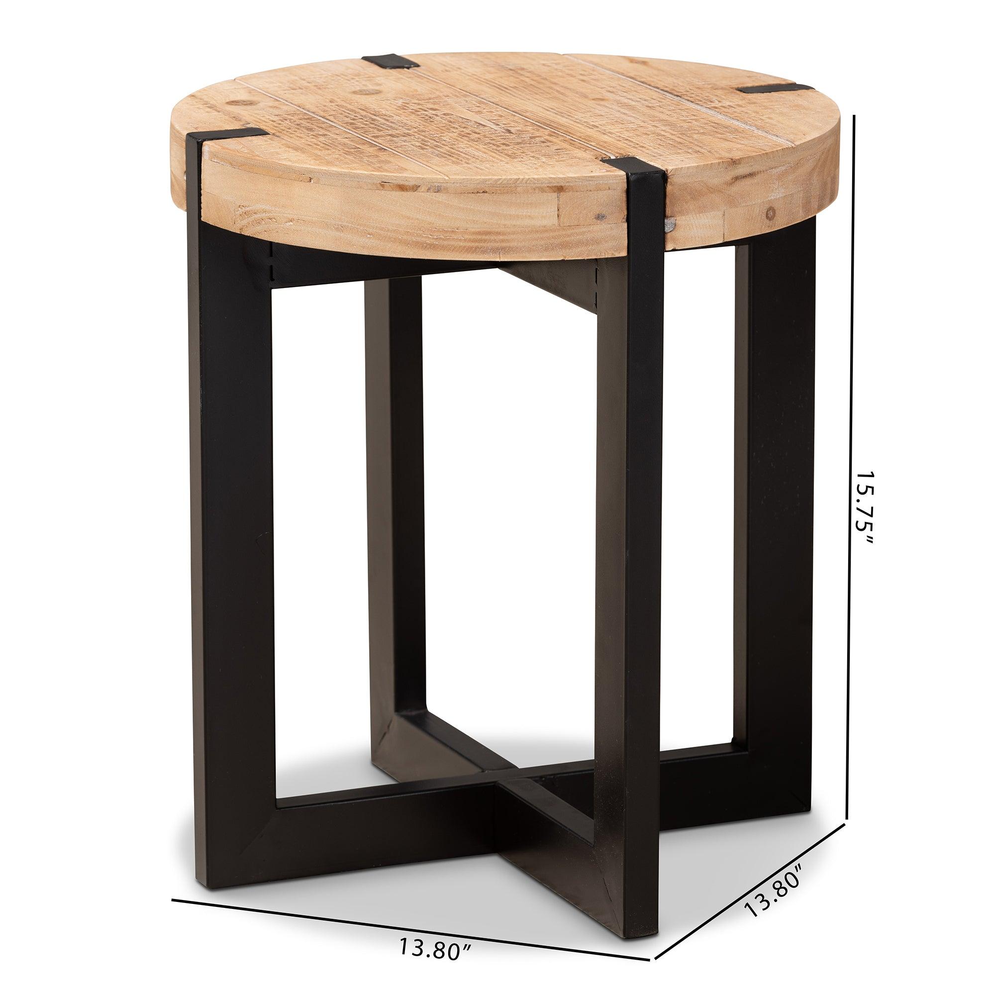 Horace Rustic and Industrial Finished Wood and Finished Metal End Table