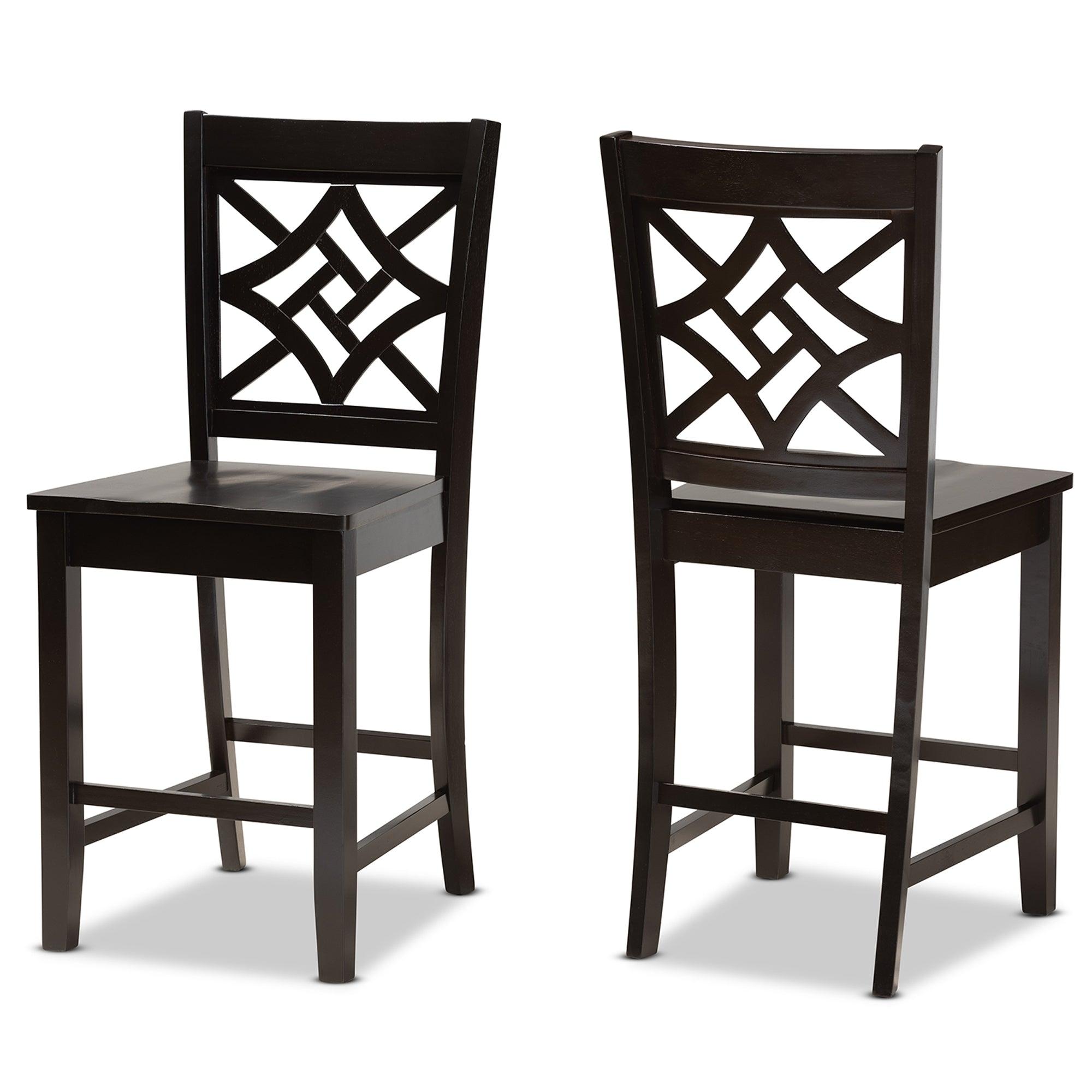 Nicolette Modern and Contemporary Transitional Finished Wood 2-Piece Counter Stool Set