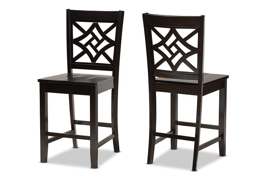 Nicolette Modern and Contemporary Transitional Finished Wood 2-Piece Counter Stool Set