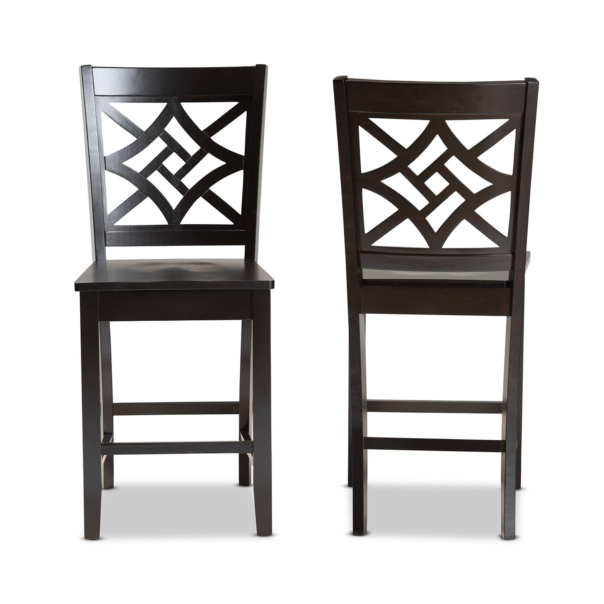 Nicolette Modern and Contemporary Transitional Finished Wood 2-Piece Counter Stool Set