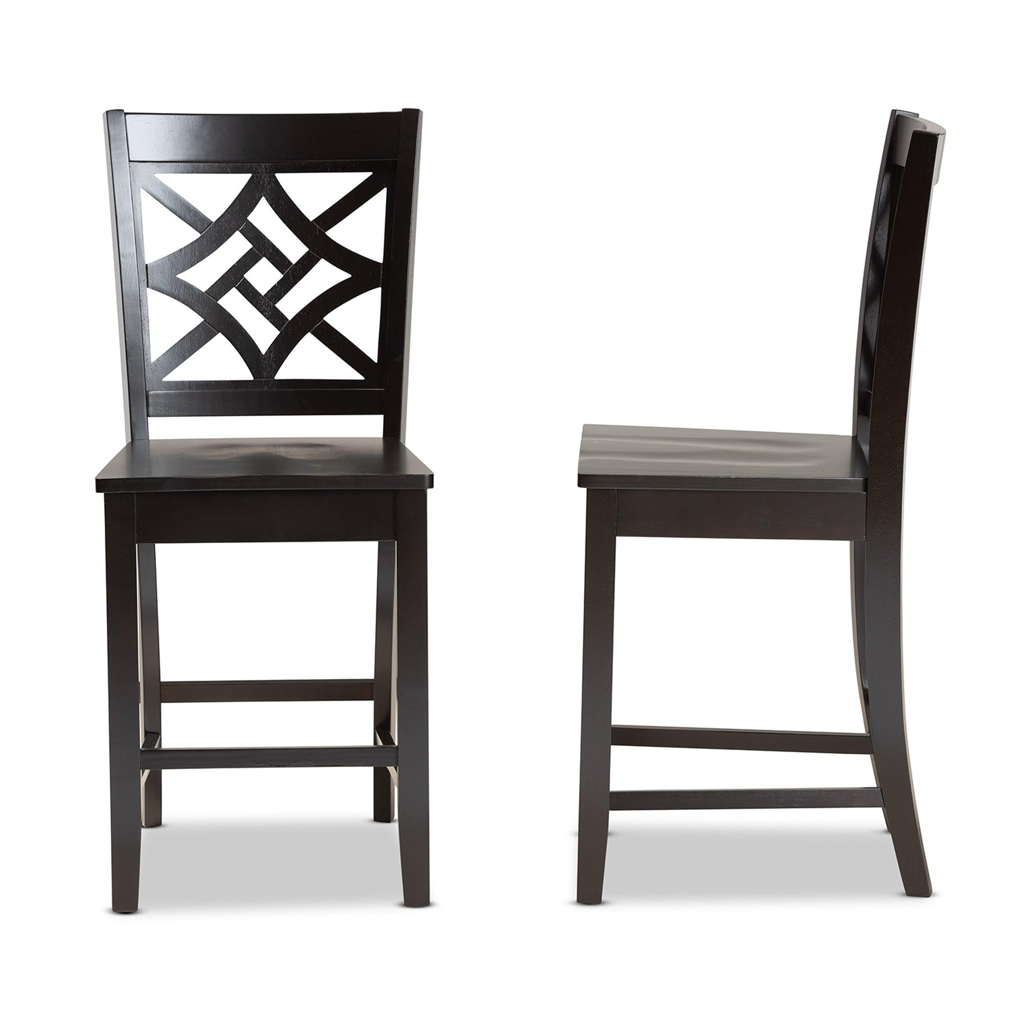 Nicolette Modern and Contemporary Transitional Finished Wood 2-Piece Counter Stool Set