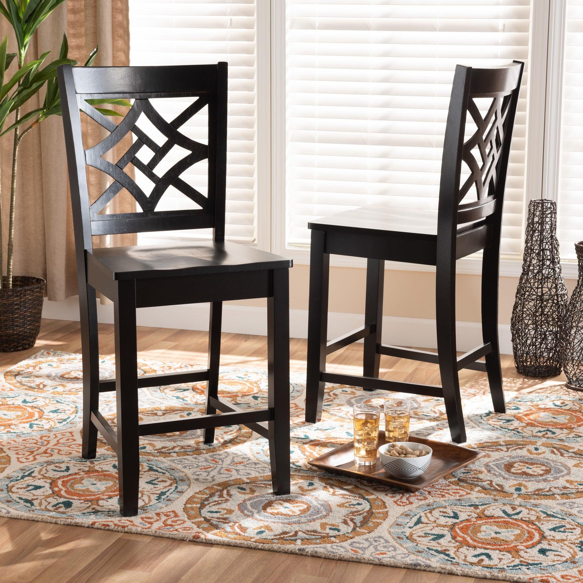 Nicolette Modern and Contemporary Transitional Finished Wood 2-Piece Counter Stool Set