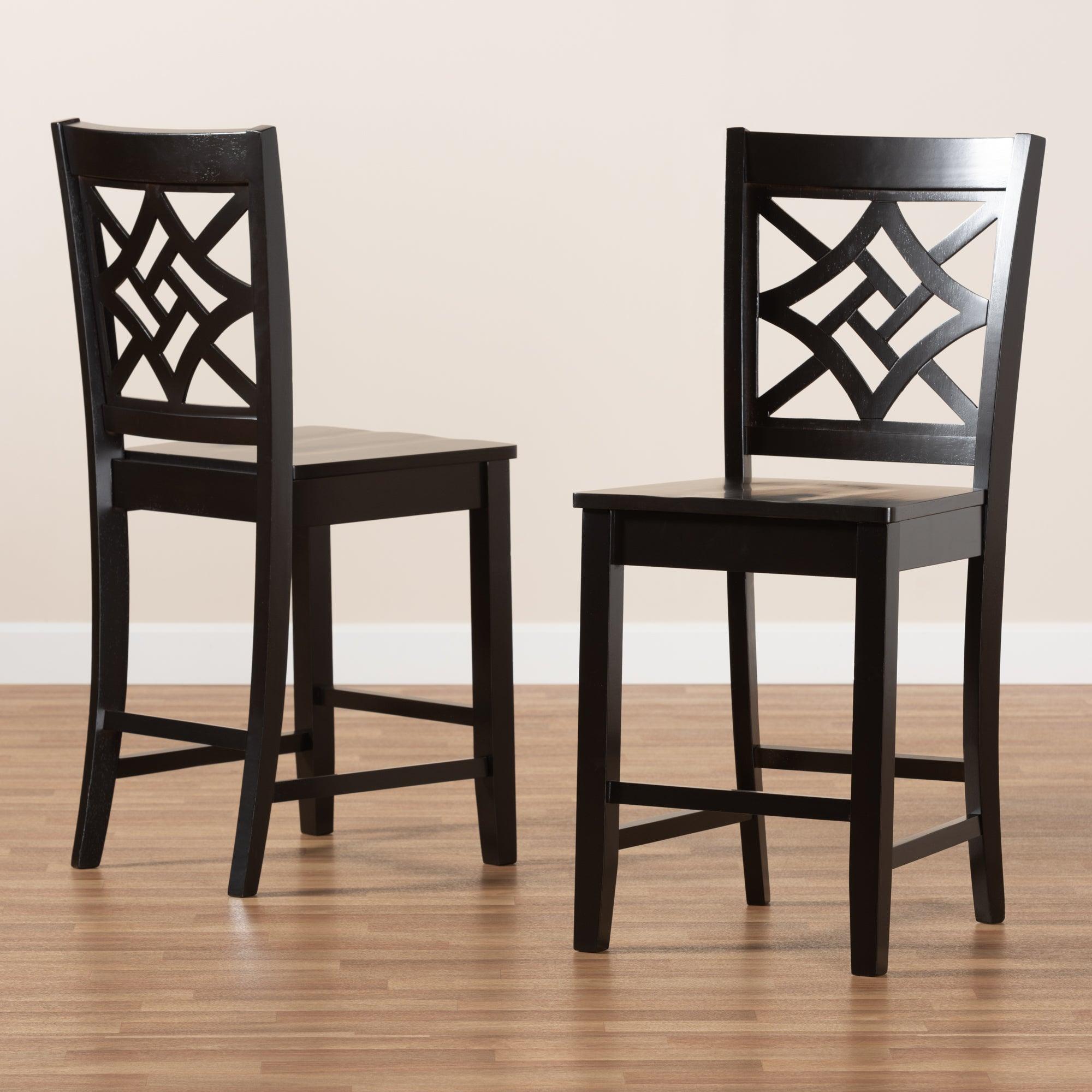 Nicolette Modern and Contemporary Transitional Finished Wood 2-Piece Counter Stool Set