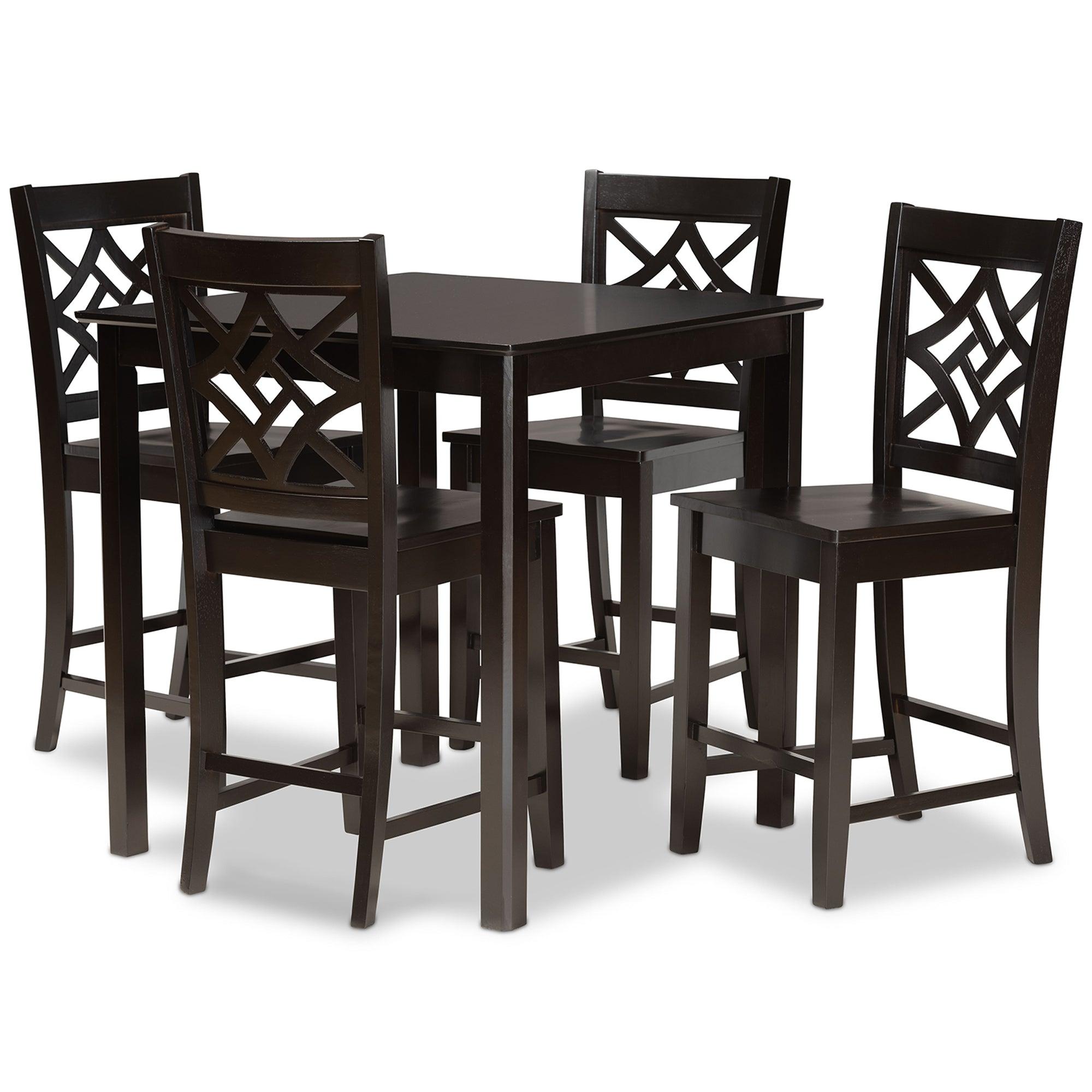 Nicolette Modern and Contemporary Transitional Finished Wood 5-Piece Pub Set