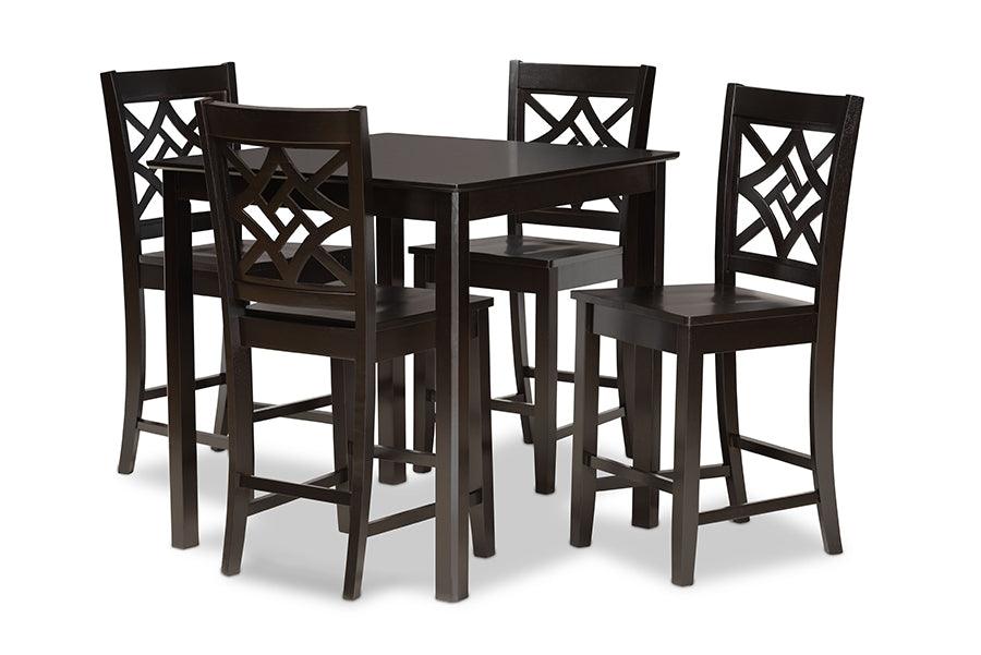 Nicolette Modern and Contemporary Transitional Finished Wood 5-Piece Pub Set