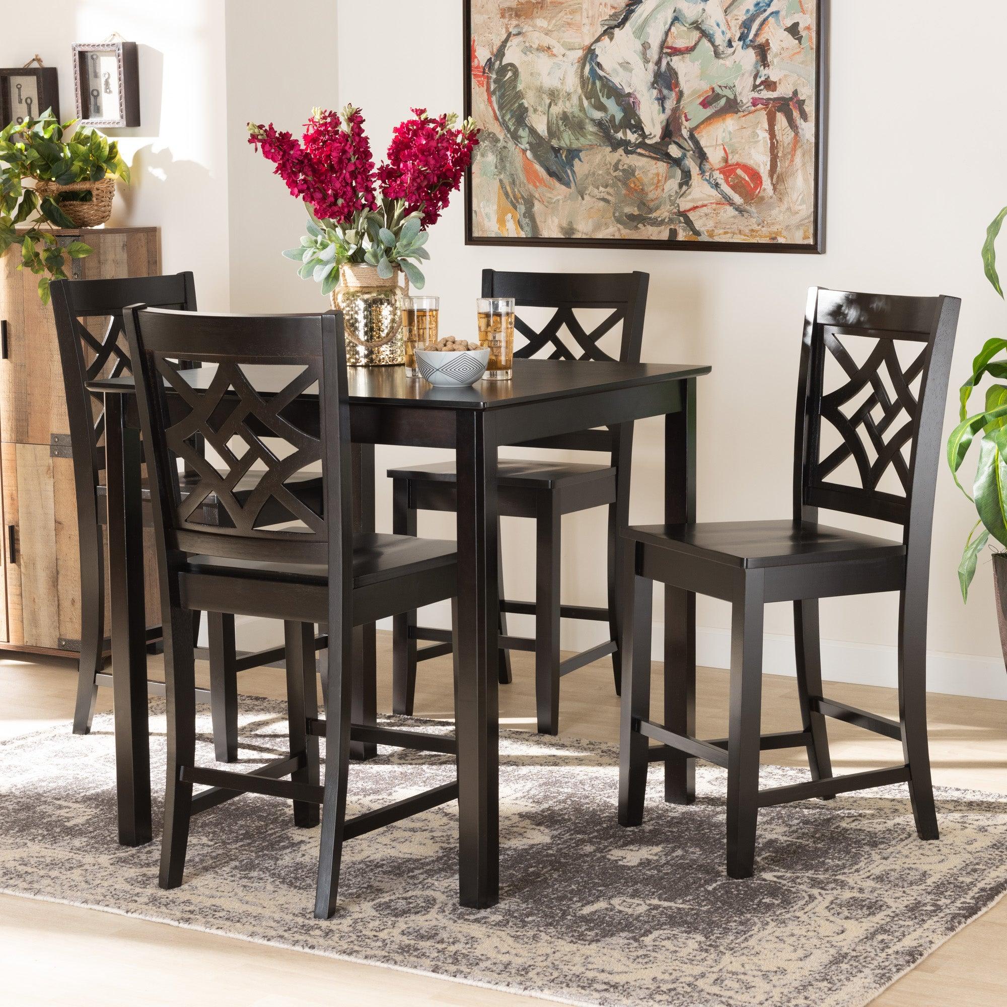 Nicolette Modern and Contemporary Transitional Finished Wood 5-Piece Pub Set