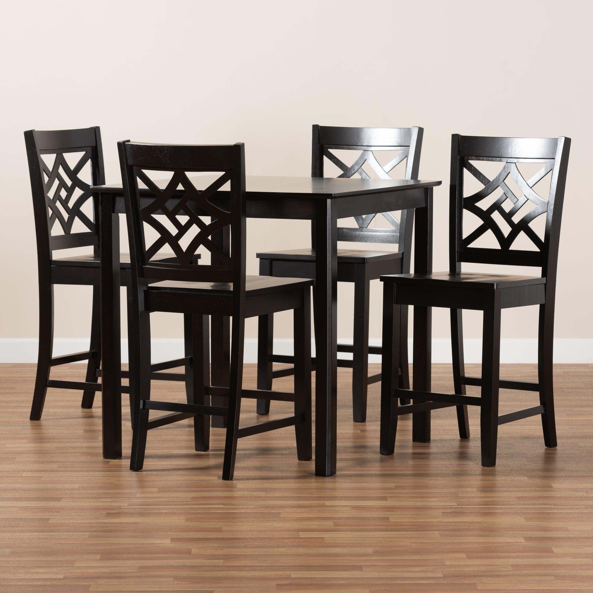 Nicolette Modern and Contemporary Transitional Finished Wood 5-Piece Pub Set