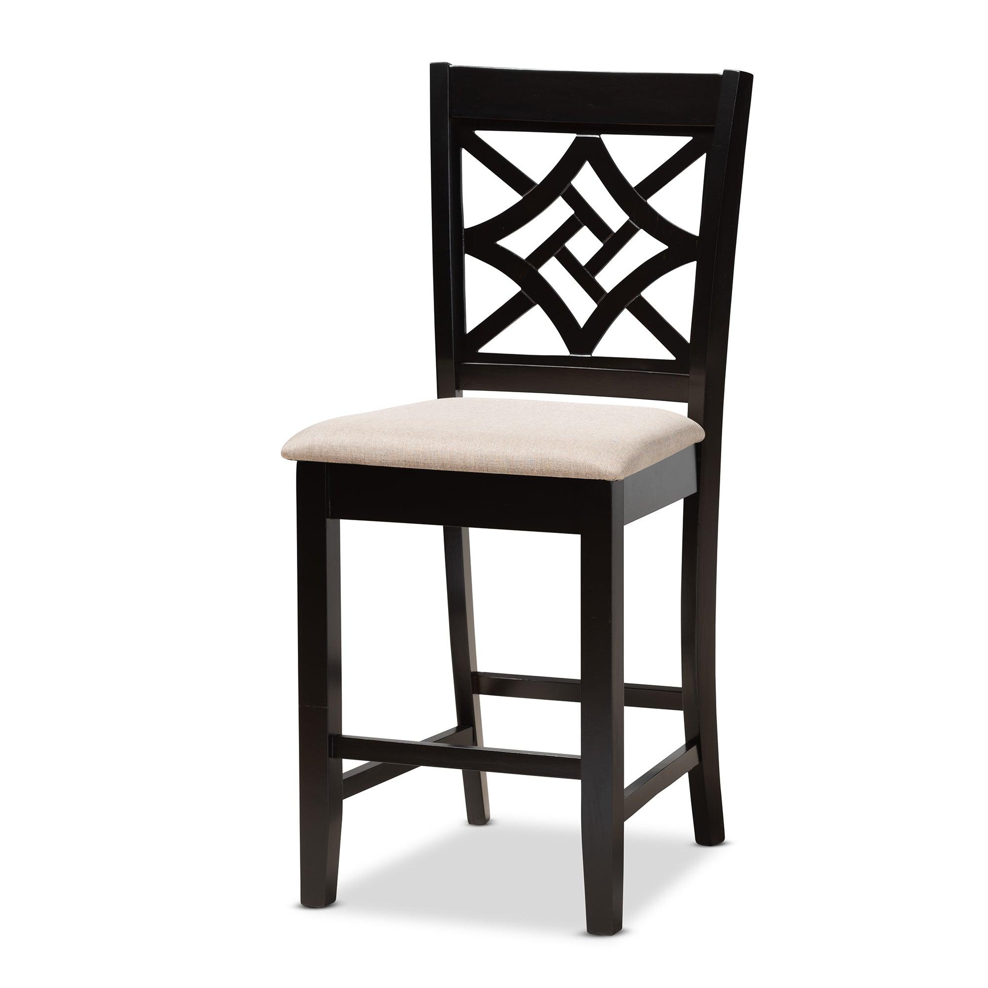 Nicolette Modern and Contemporary Sand Fabric Upholstered and Finished Wood 5-Piece Pub Set