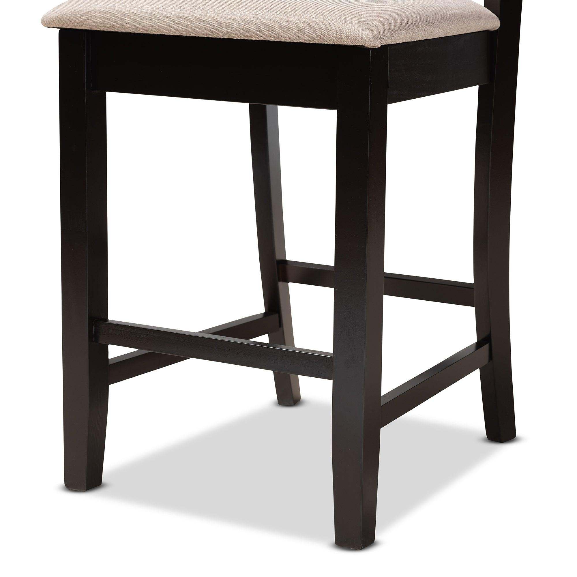 Nicolette Modern and Contemporary Sand Fabric Upholstered and Finished Wood 5-Piece Pub Set