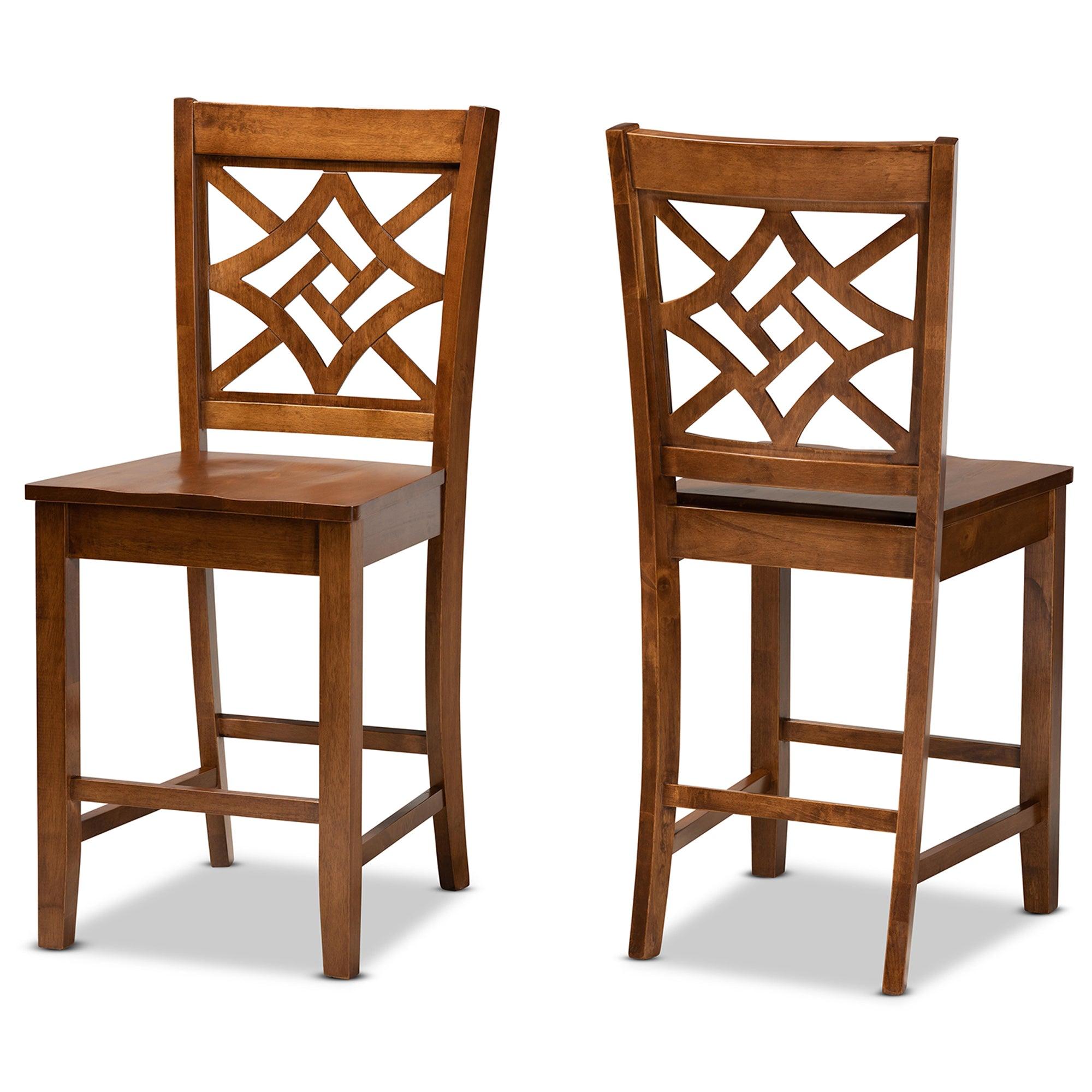 Nicolette Modern and Contemporary Transitional Finished Wood 2-Piece Counter Stool Set