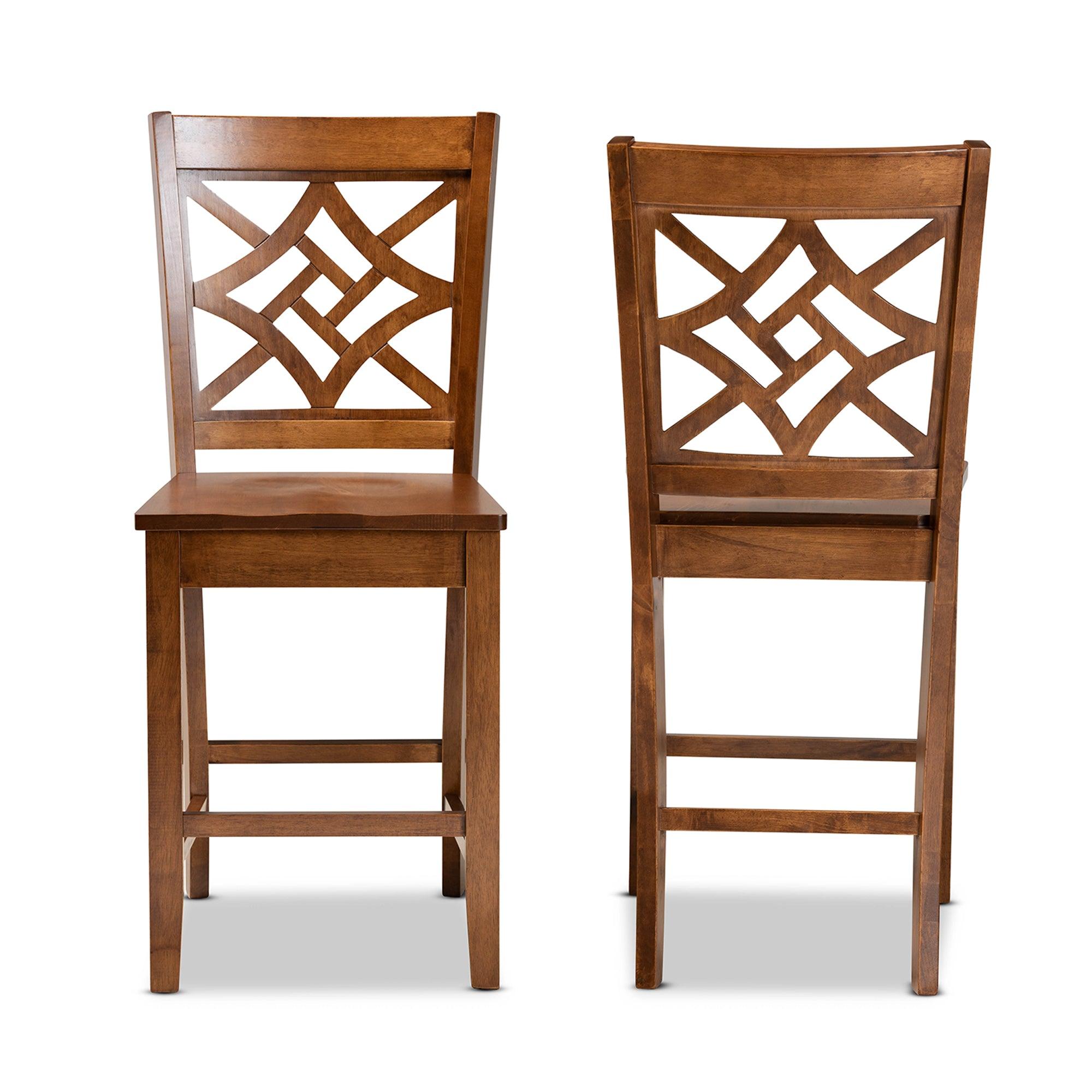 Nicolette Modern and Contemporary Transitional Finished Wood 2-Piece Counter Stool Set