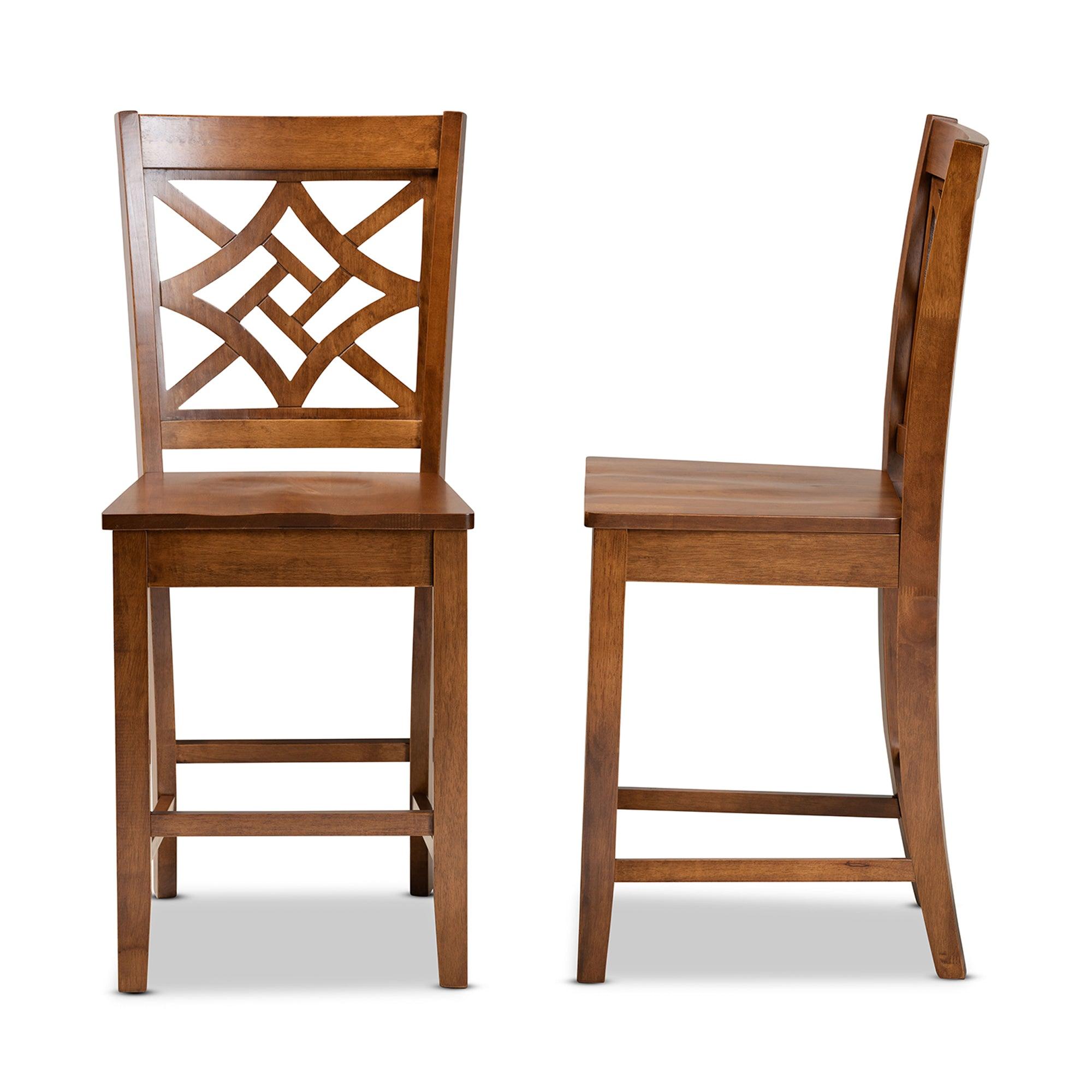 Nicolette Modern and Contemporary Transitional Finished Wood 2-Piece Counter Stool Set