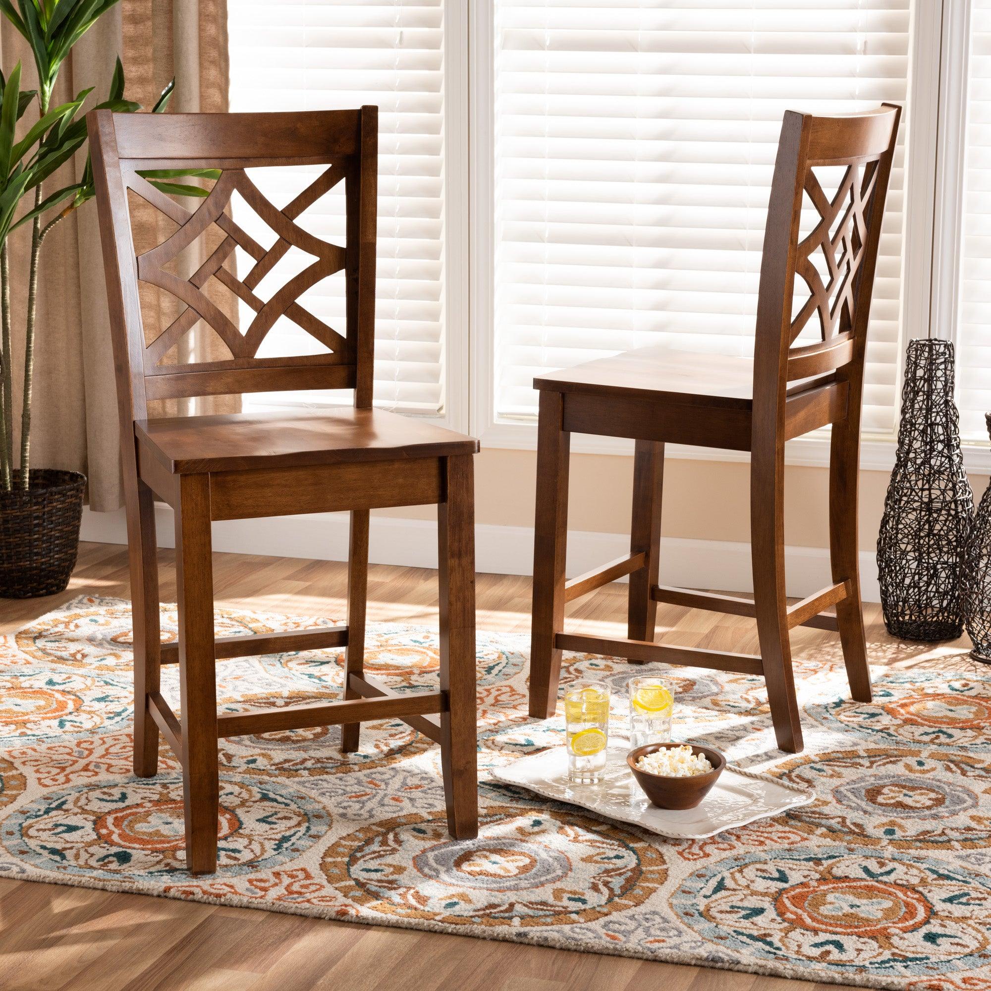 Nicolette Modern and Contemporary Transitional Finished Wood 2-Piece Counter Stool Set