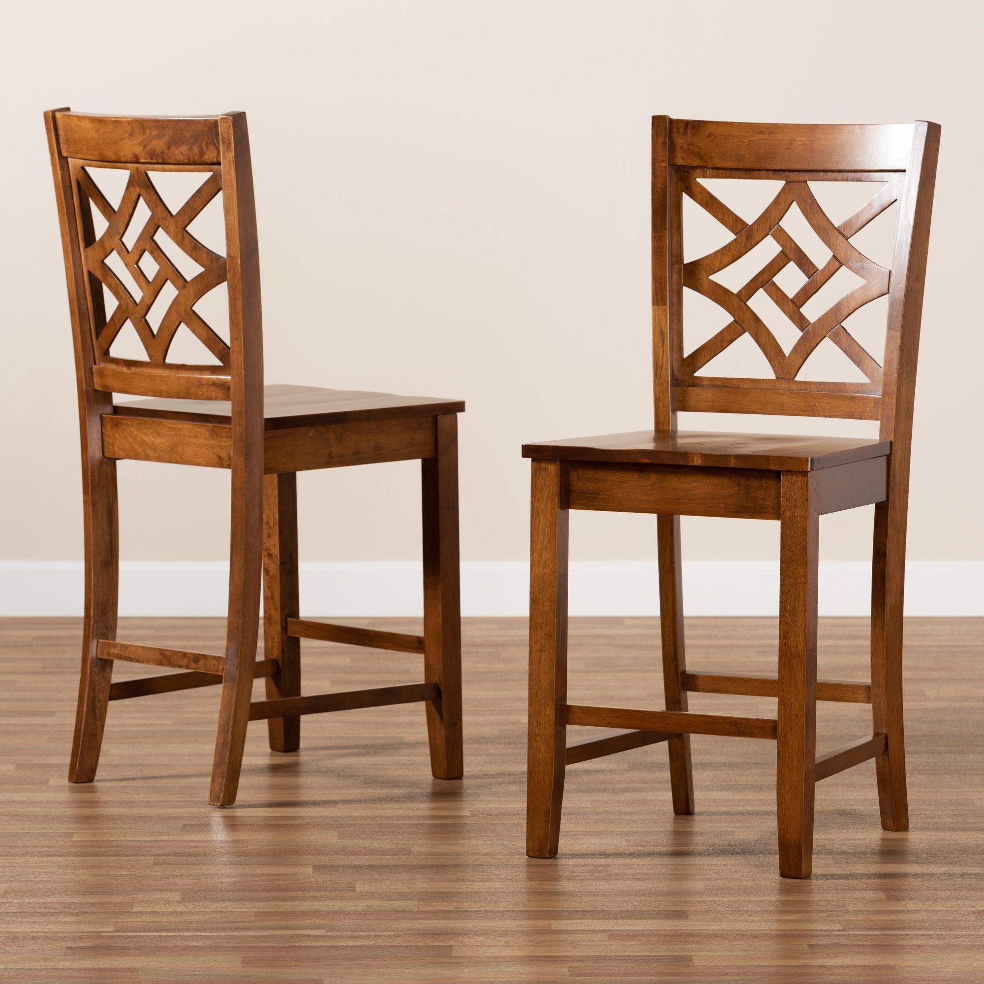 Nicolette Modern and Contemporary Transitional Finished Wood 2-Piece Counter Stool Set