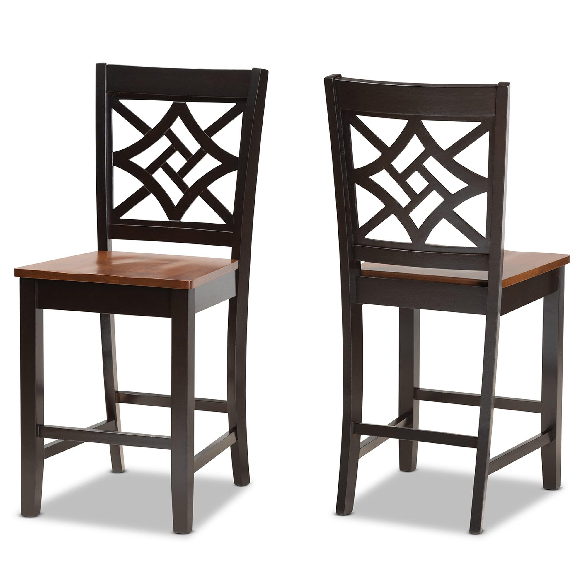 Nicolette Modern and Contemporary Two-Tone and Finished Wood 2-Piece Counter Stool Set