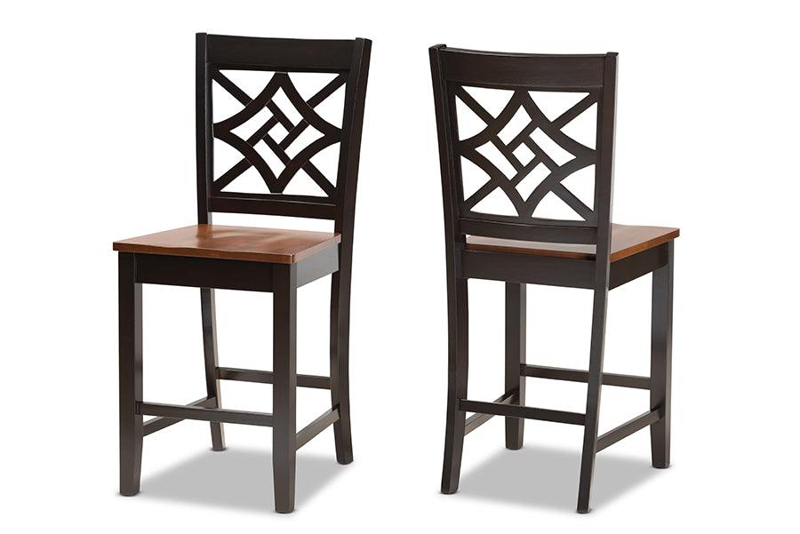 Nicolette Modern and Contemporary Two-Tone and Finished Wood 2-Piece Counter Stool Set