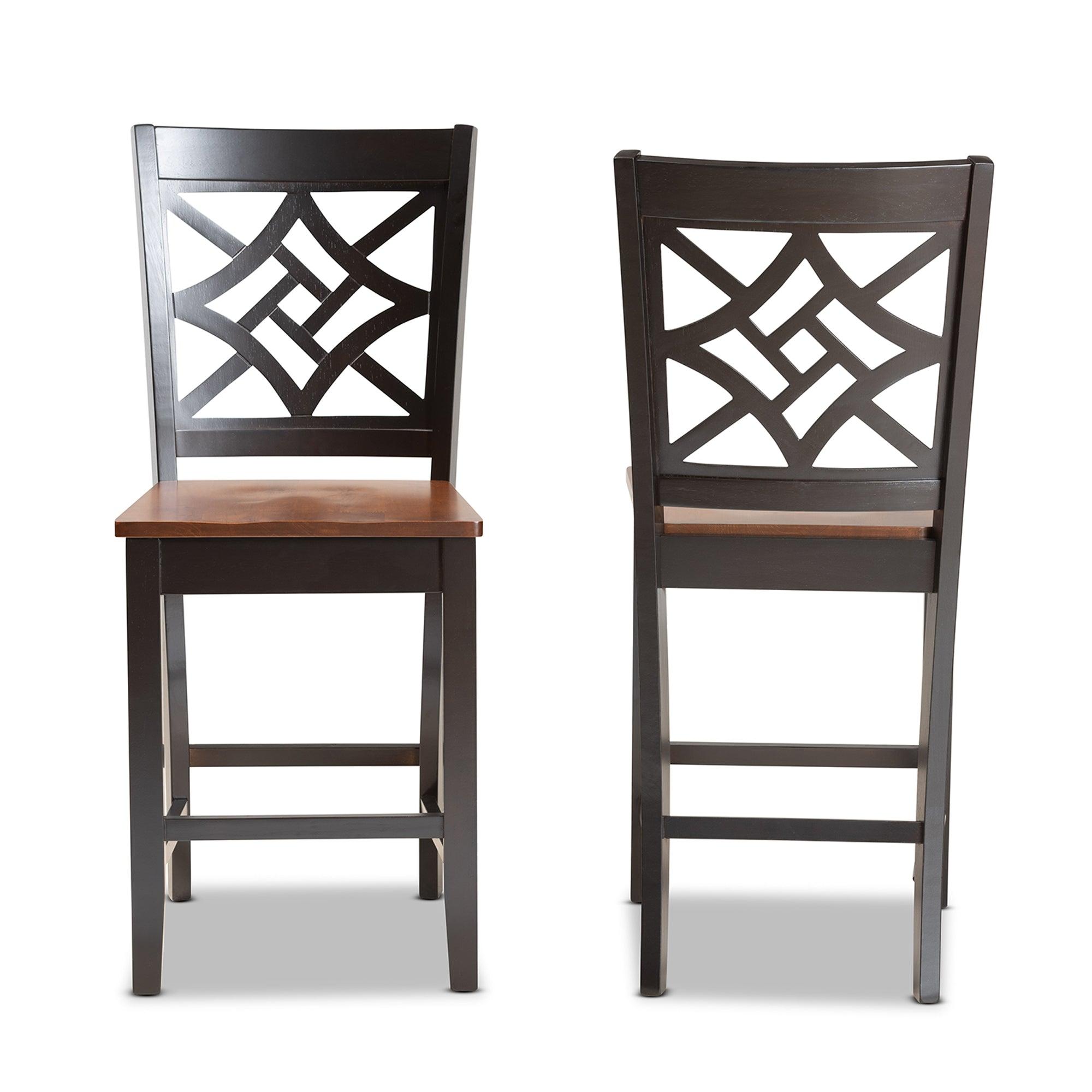 Nicolette Modern and Contemporary Two-Tone and Finished Wood 2-Piece Counter Stool Set