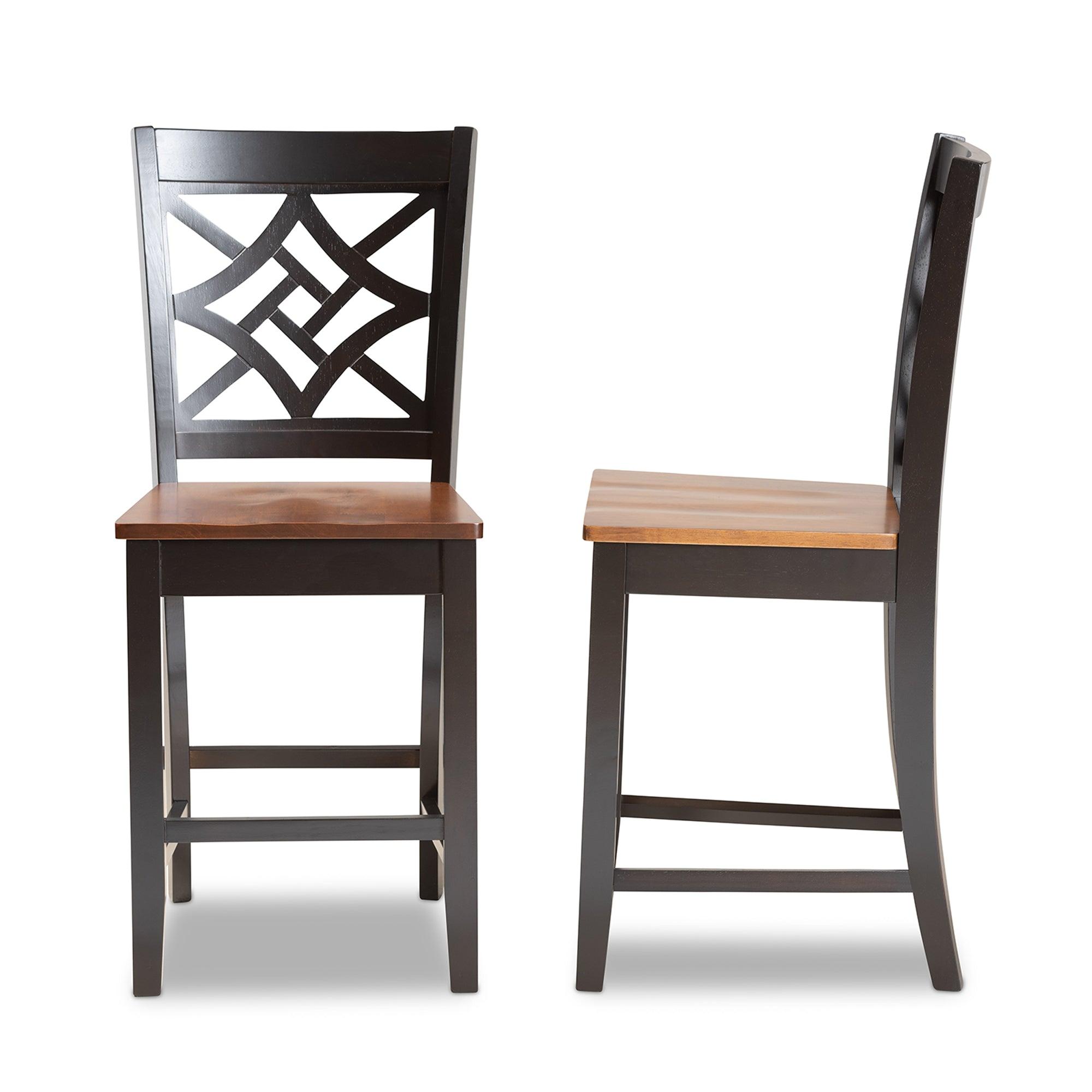 Nicolette Modern and Contemporary Two-Tone and Finished Wood 2-Piece Counter Stool Set