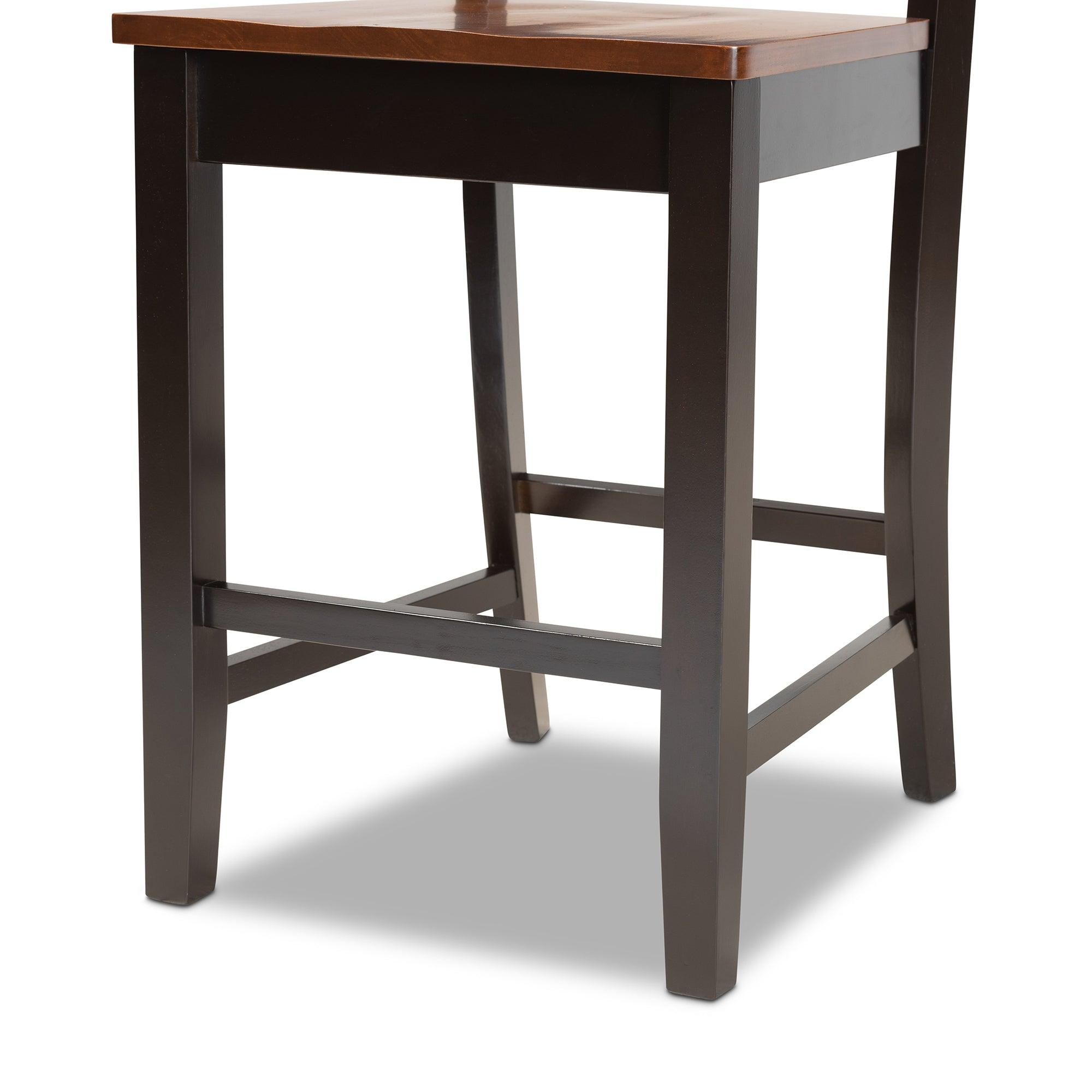 Nicolette Modern and Contemporary Two-Tone and Finished Wood 2-Piece Counter Stool Set